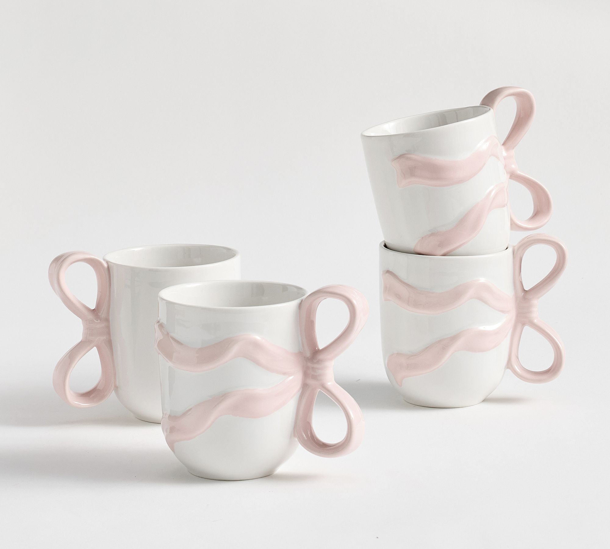 LoveShackFancy Bow Stoneware Mugs - Set of 4