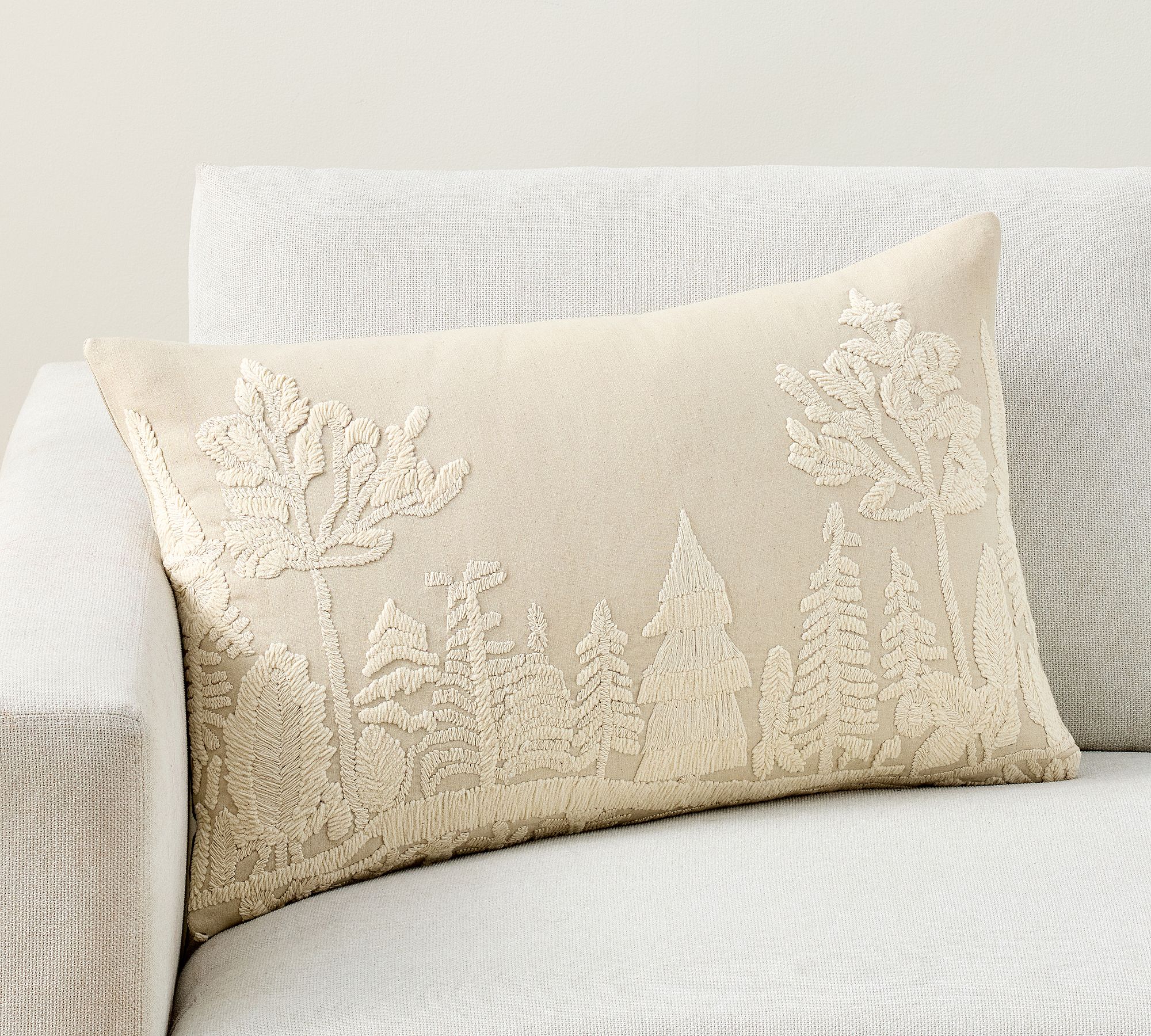 Frosted Forest Embroidered Lumbar Pillow