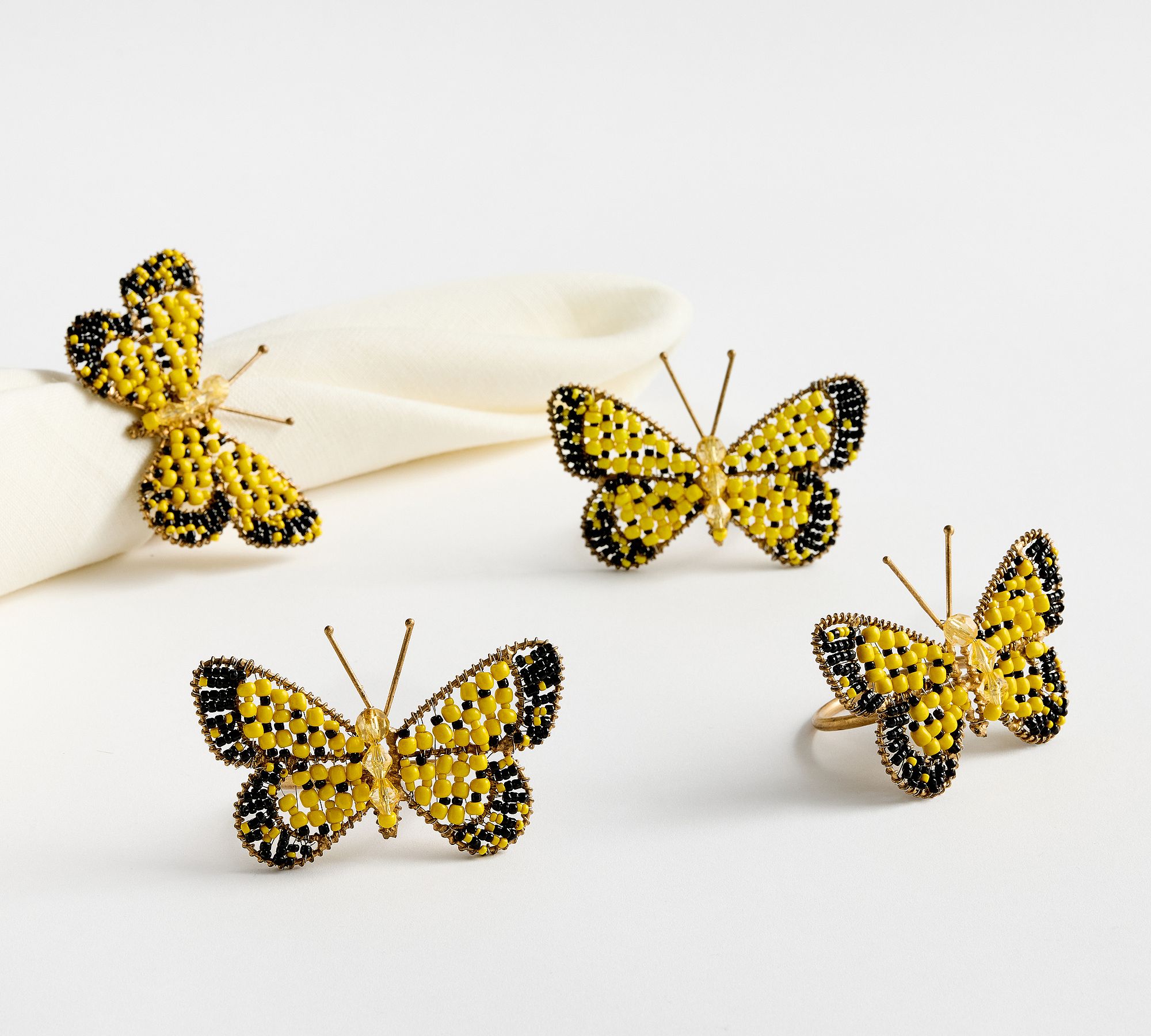 Beaded Butterfly Napkin Rings - Set of 4