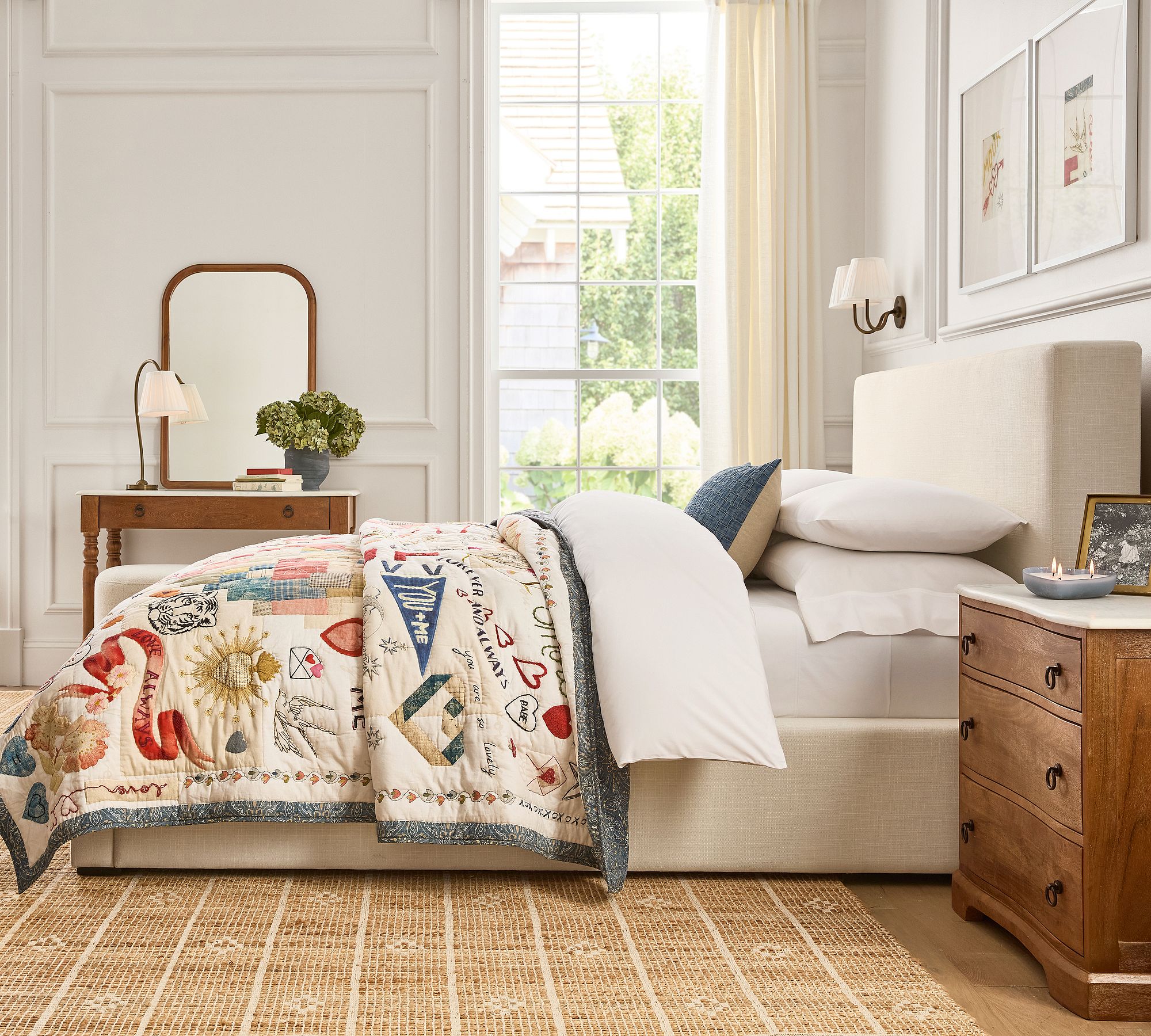 Frosted Glass Heart Candle - Navy Beach