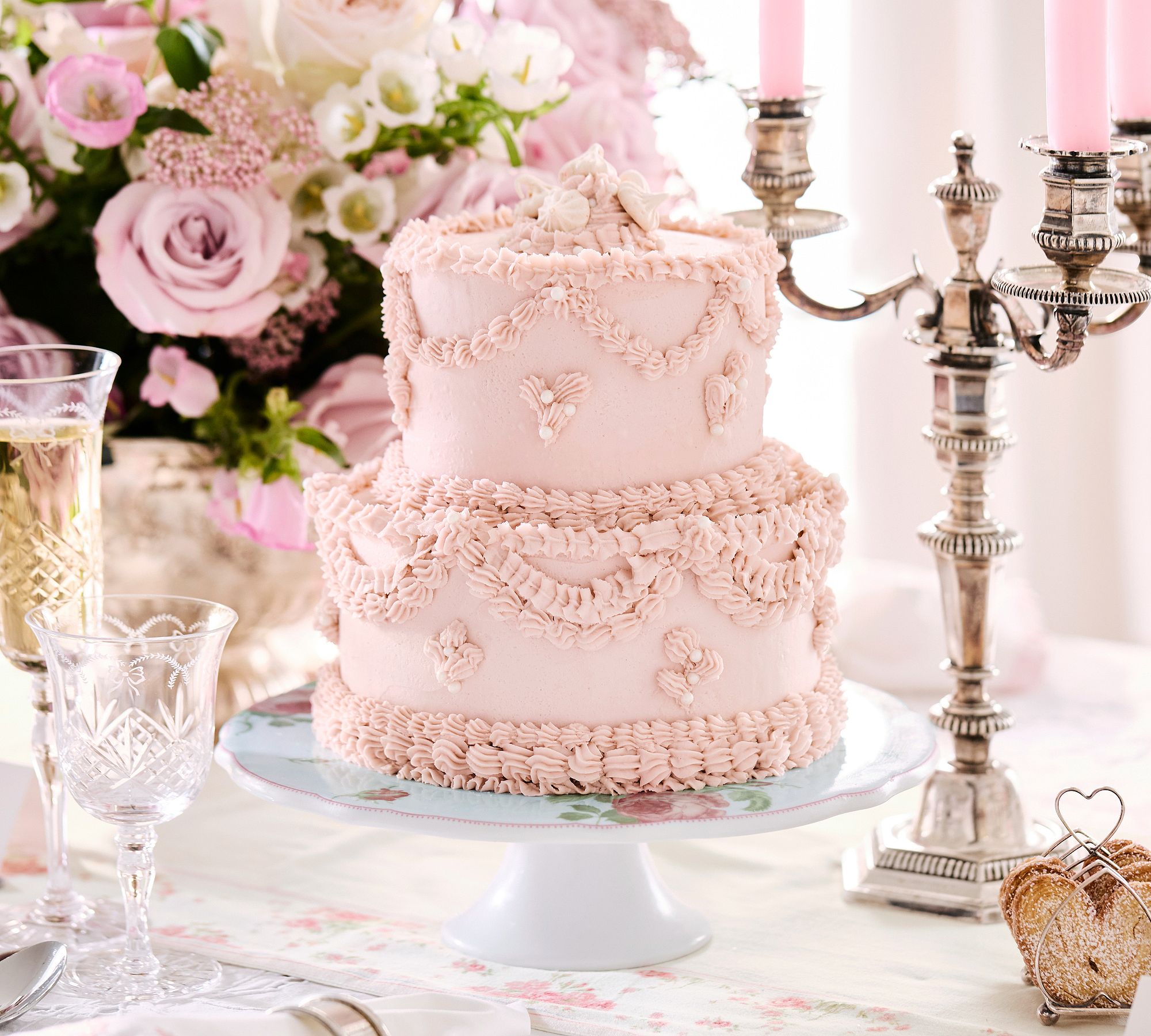 LoveShackFancy Garden Floral Porcelain Cake Stand