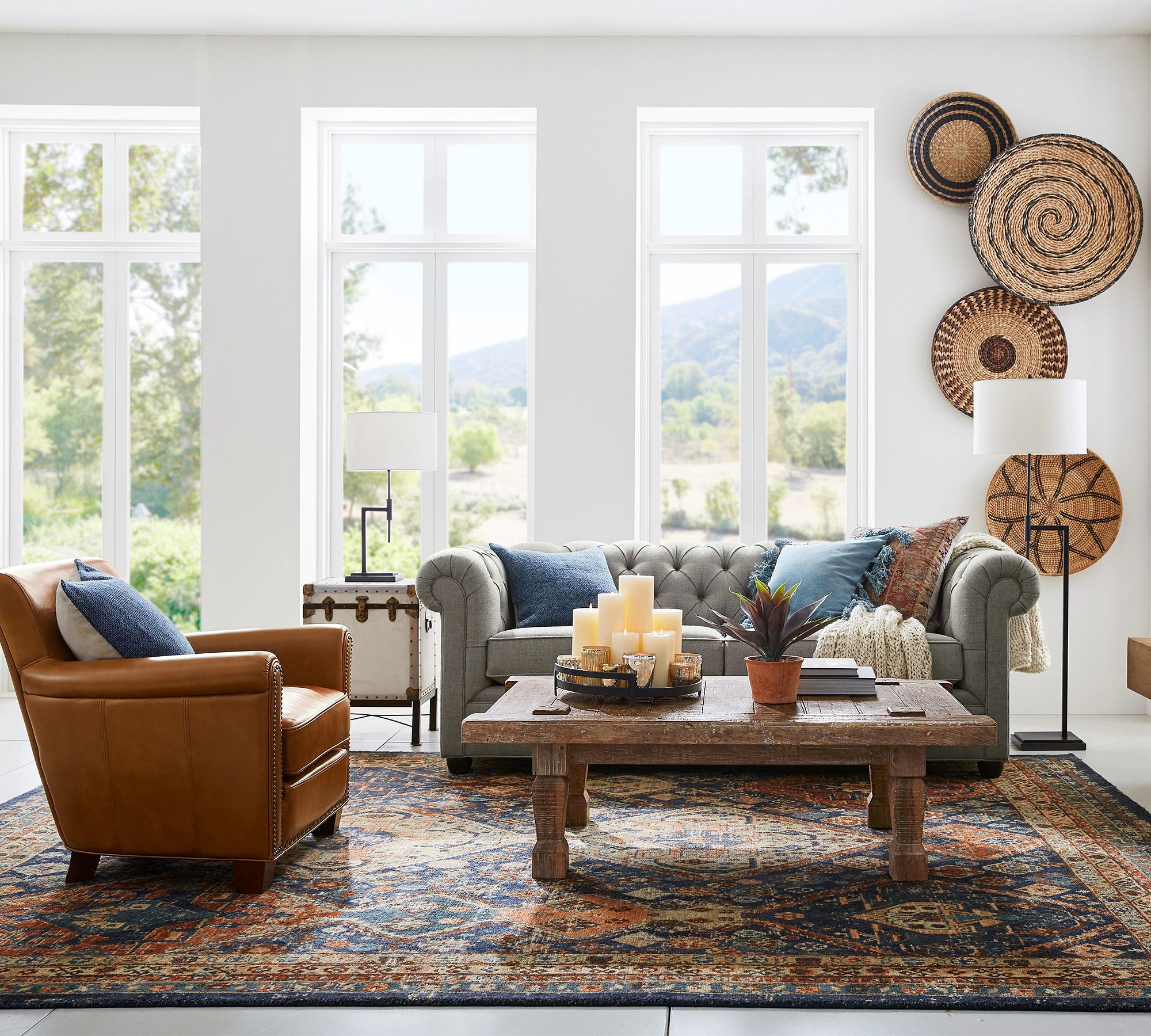 Irving Roll Arm Leather Chair