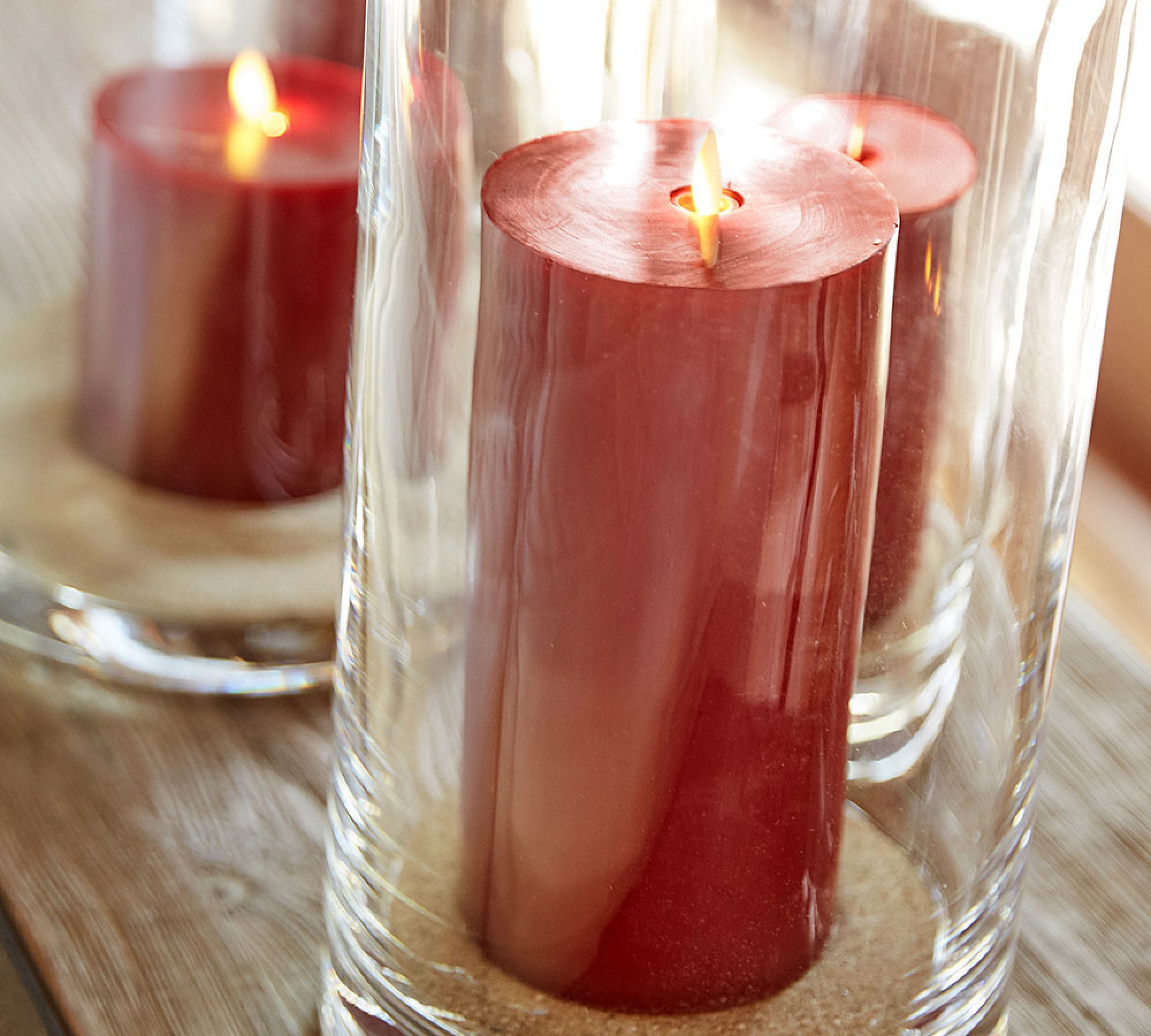 Premium Flickering Flameless Wax Pillar Candles - Red
