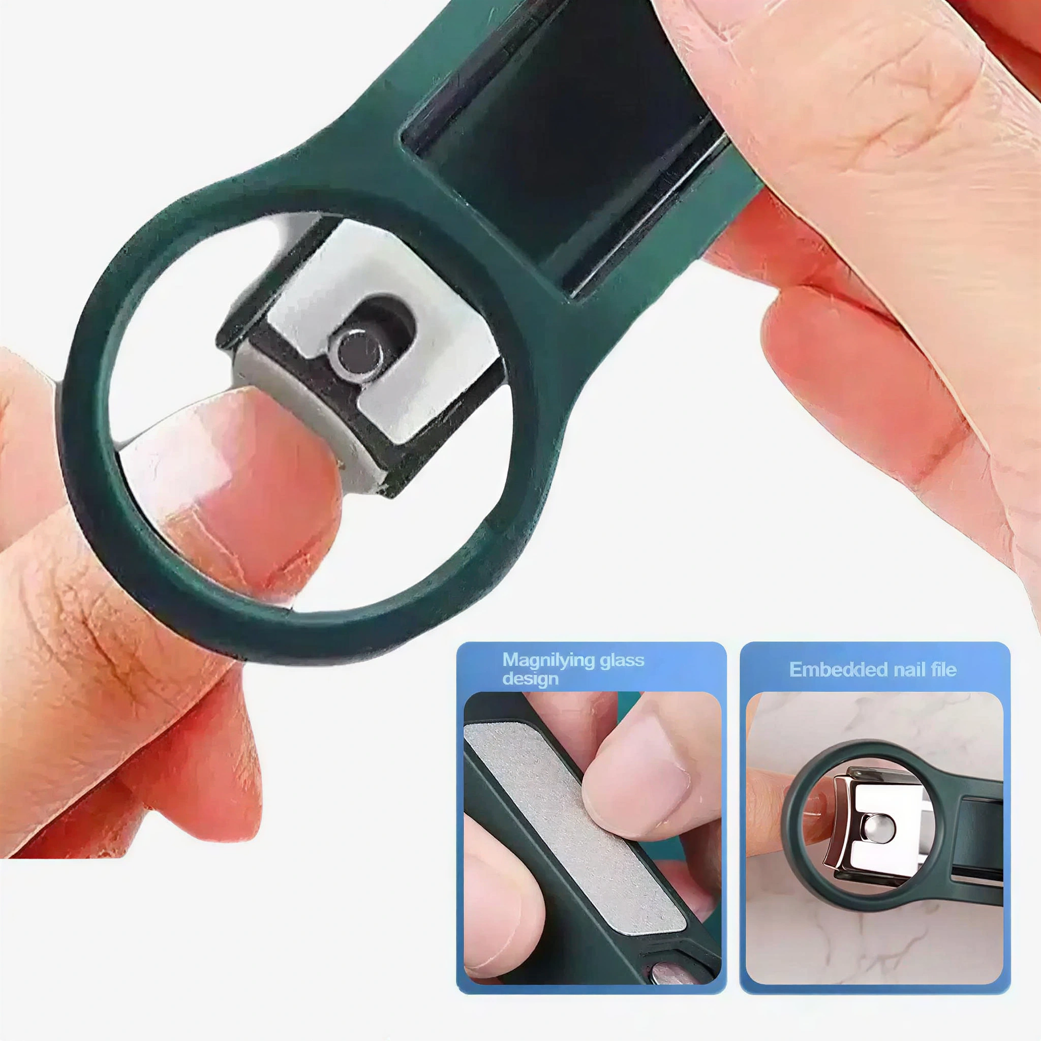Stainless Steel Nail Clippers with Magnifying Glass And Storage Box