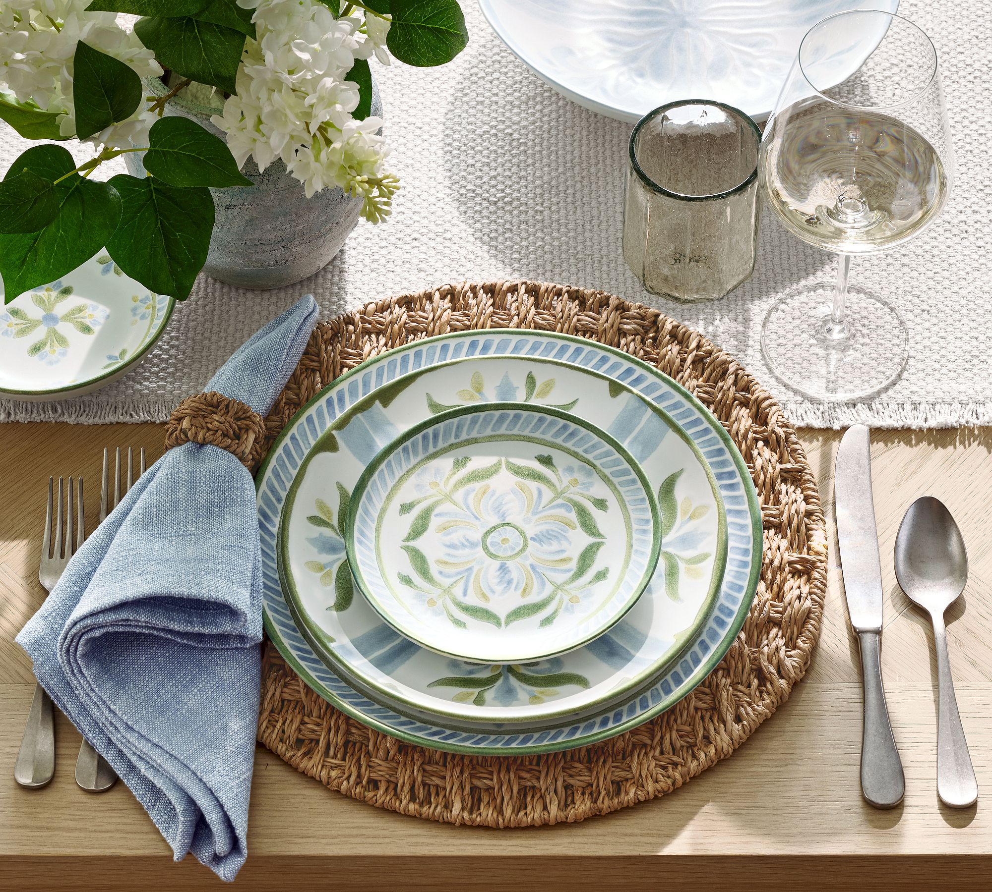 Chambray Tile Multi Stoneware Appetizer Plates - Set of 4