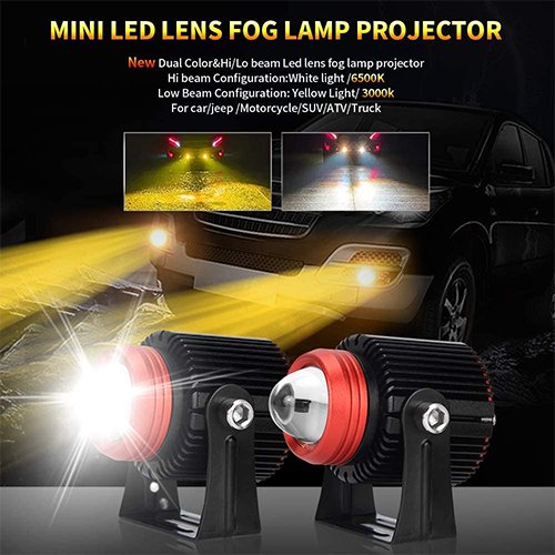 FoldFlat Car & Motorcycle Dual Color LED Projector Lens High Beam