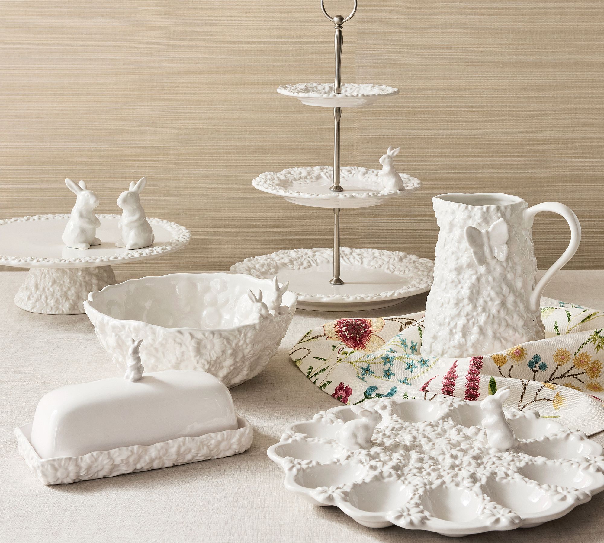 Floral Bunny Stoneware Serveware Collection