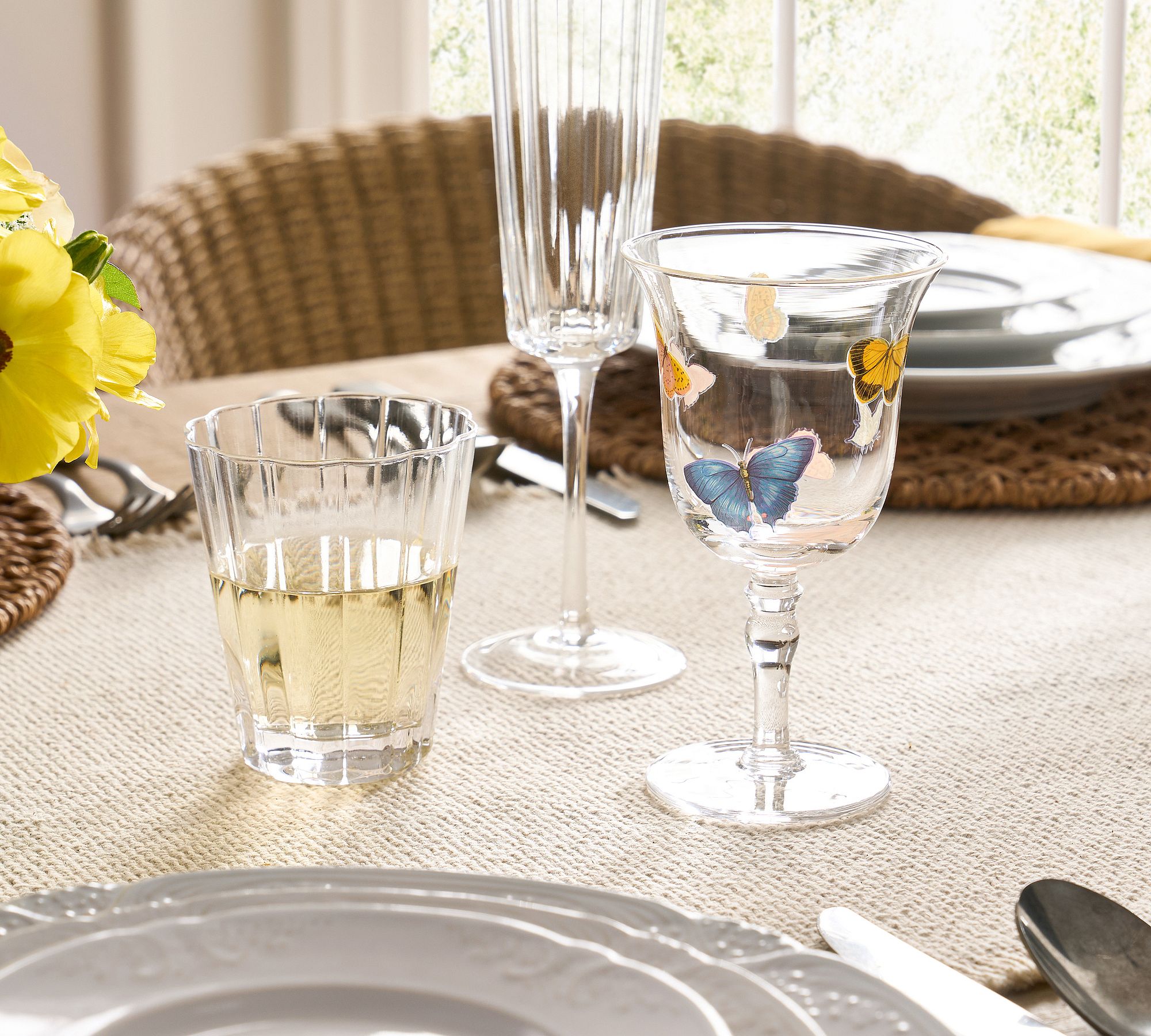 Butterfly Glass Goblets - Set of 4