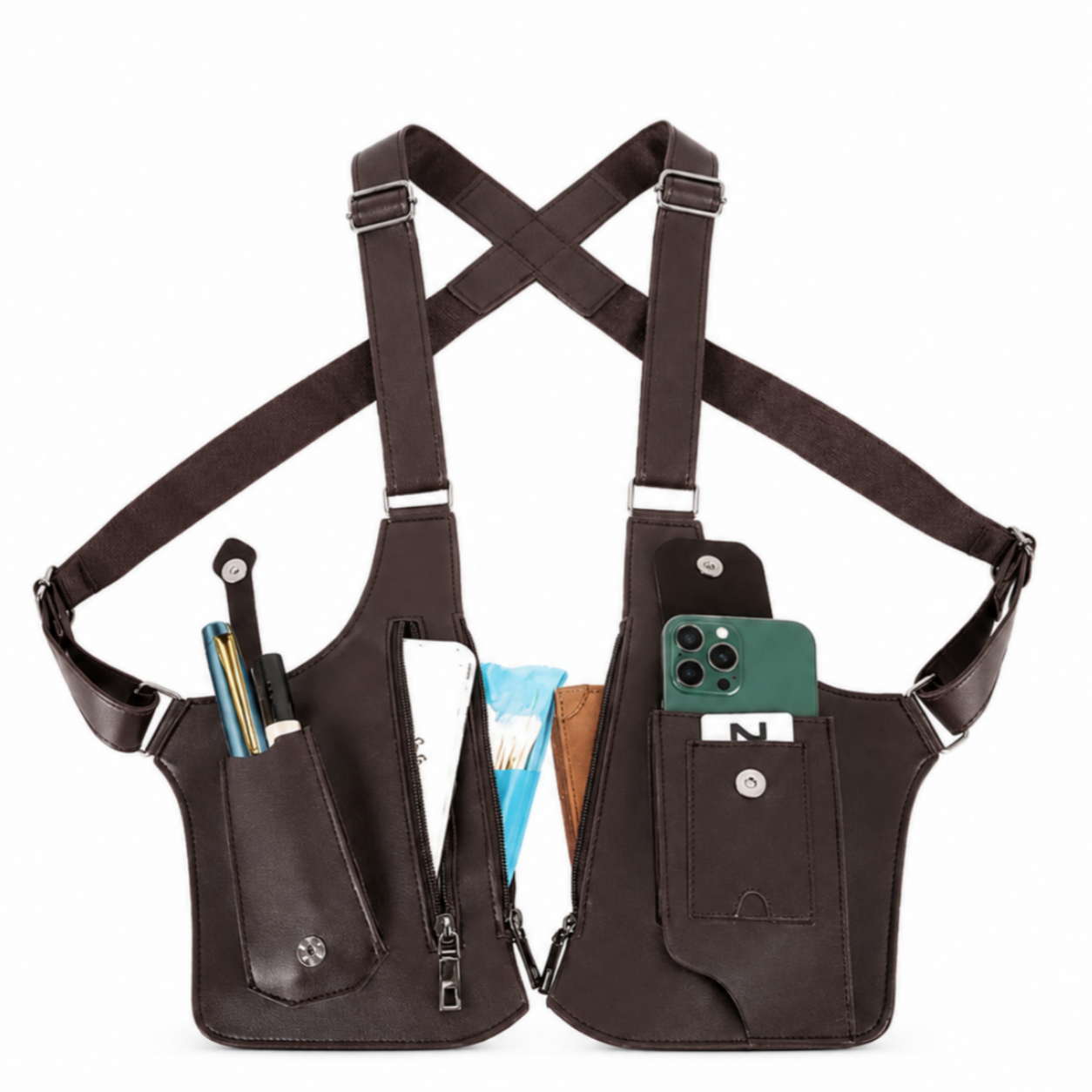 Men's Leather Multi-functional Underarm Backpack