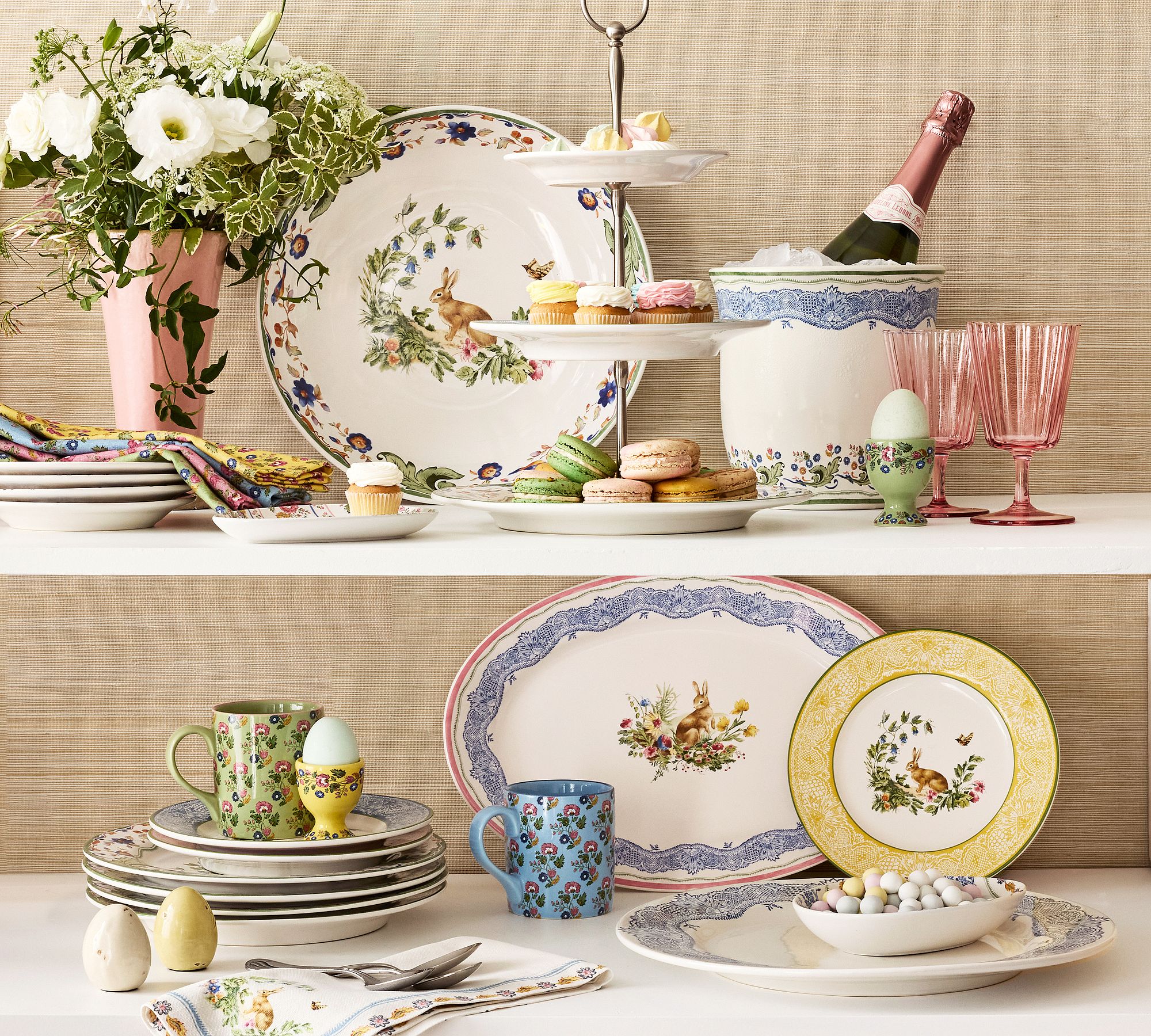 Botanical Bunny Stoneware Egg Appetizer Plates - Set of 4