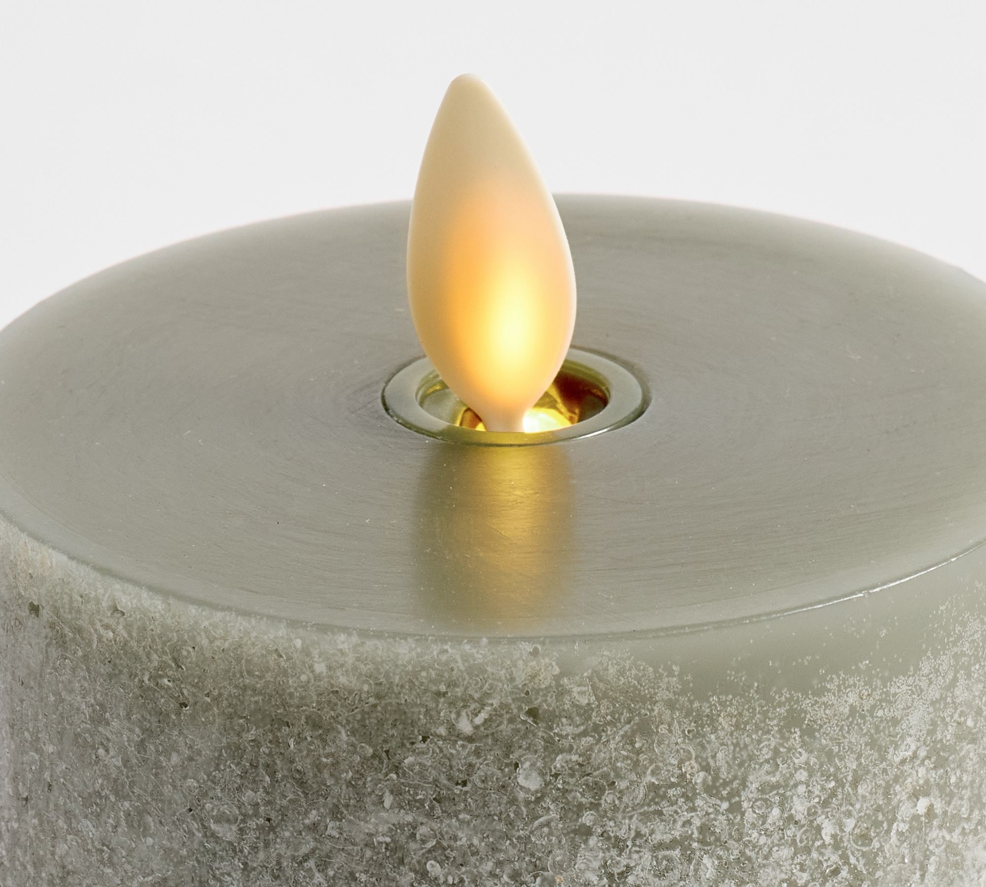 Premium Flickering Flameless Wax Pillar Candle - Salt Washed