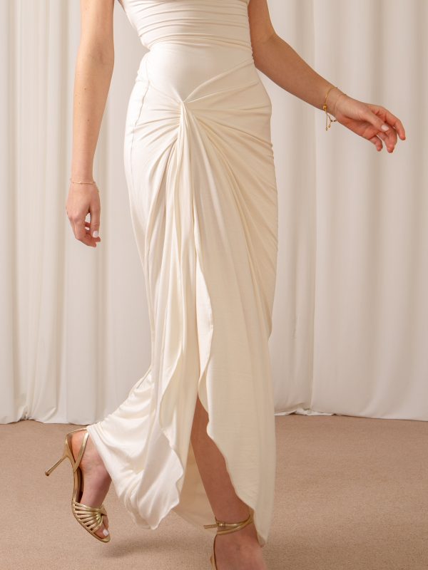 Slim waist twist slit short sleeve dress