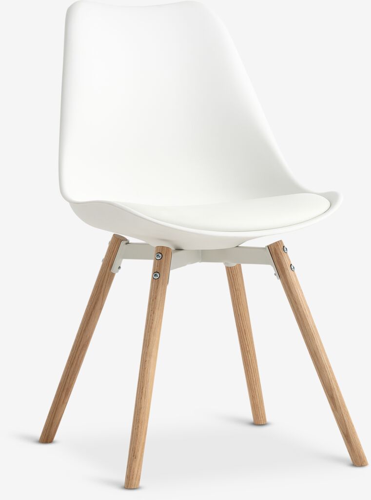 Dining chair KASTRUP white leatherette/natural oak