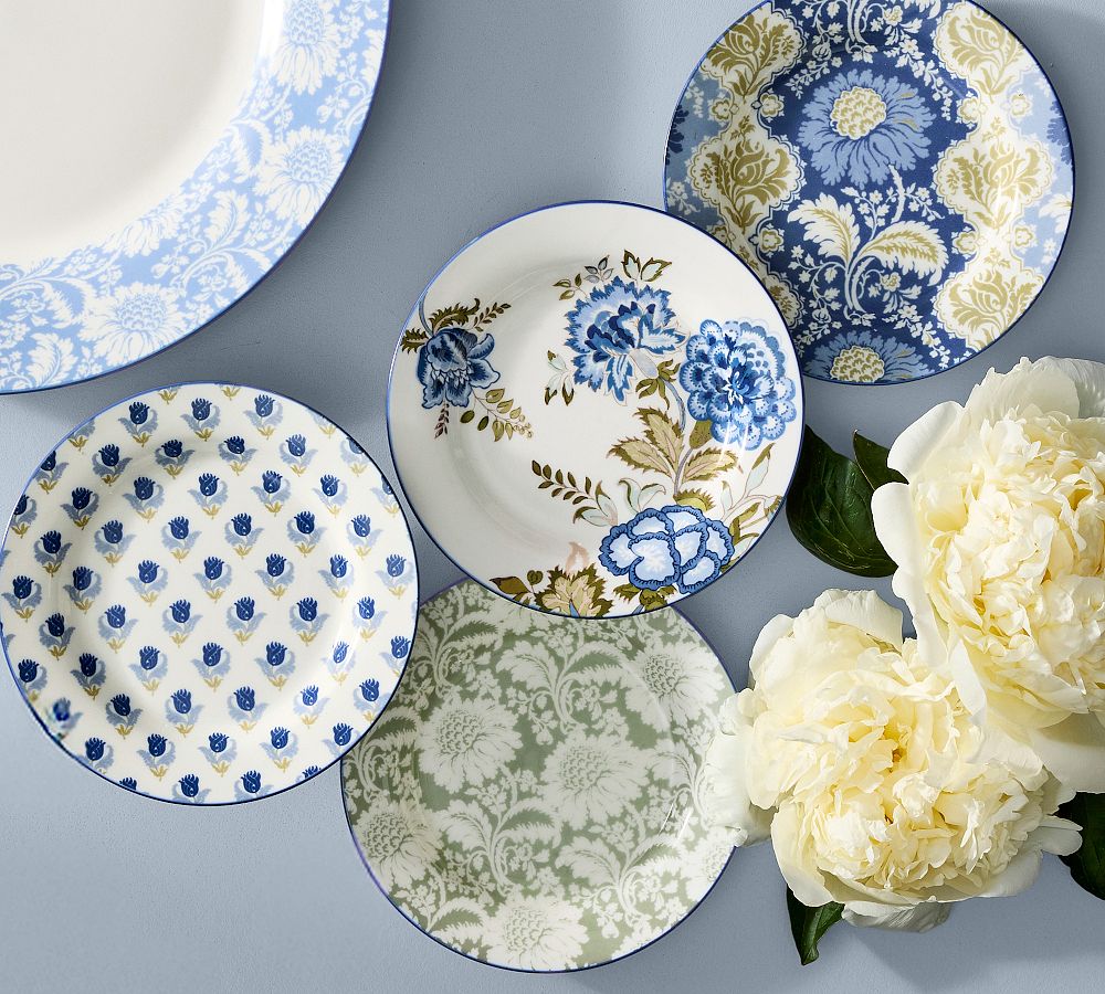 Kravet Jardin Stoneware Appetizer Plates - Mixed Set of 4