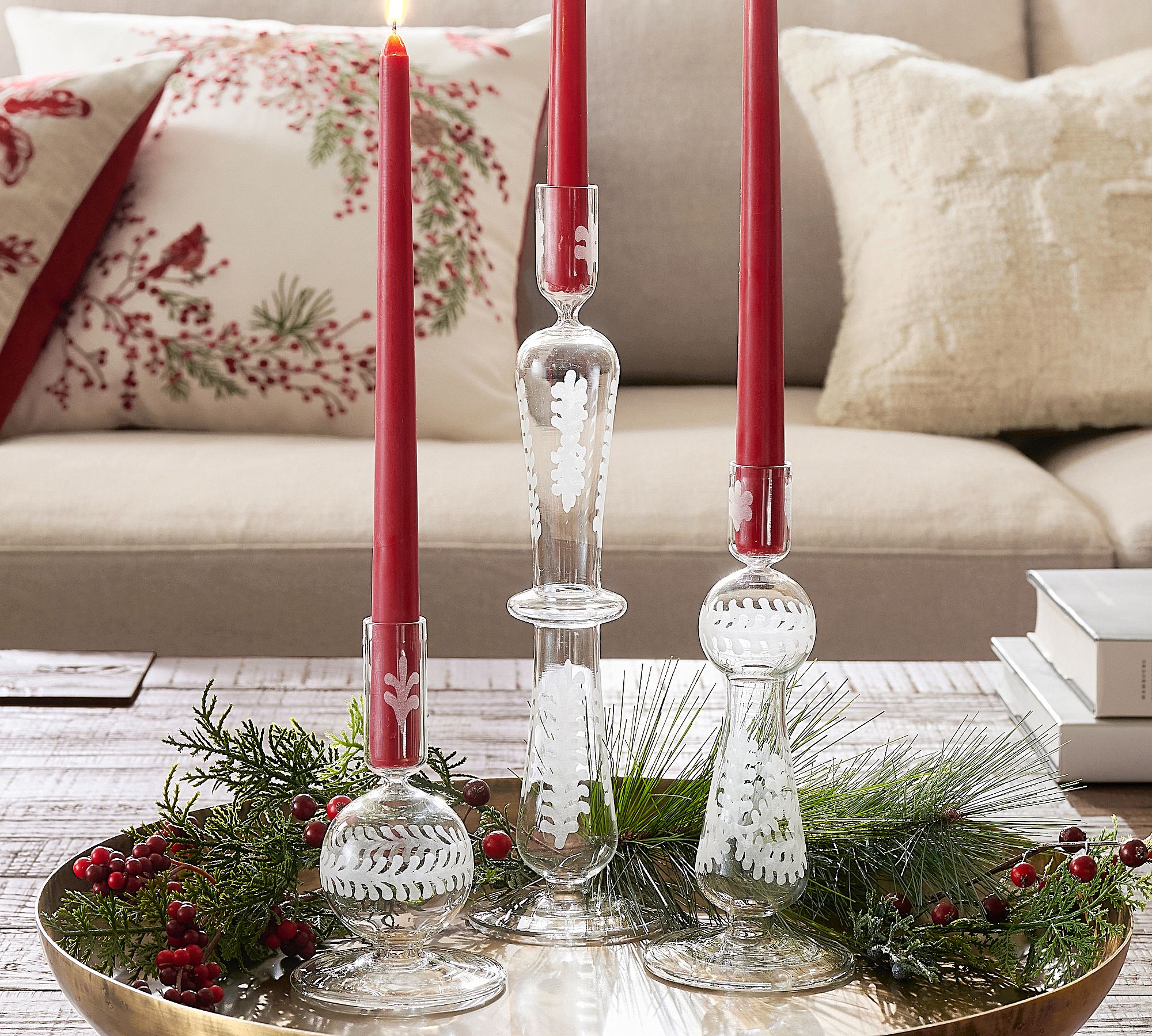 Etched Glass Candle Holder