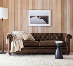 Chesterfield Roll Arm Leather Sofa (65