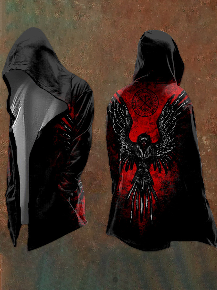 Men's Vintage Pattern Viking Art Hooded Jacket