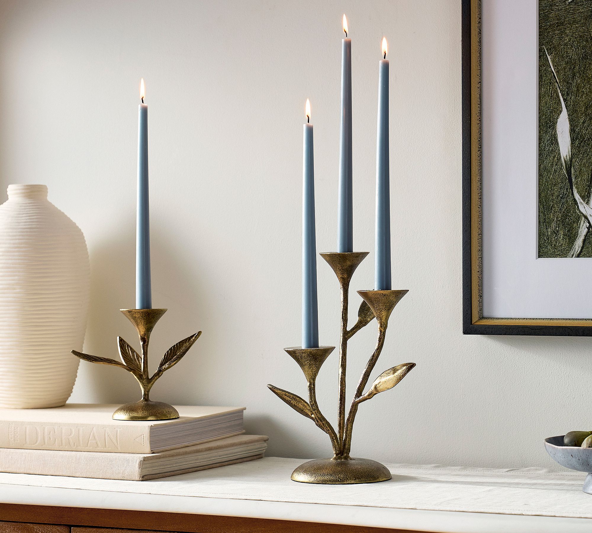 Botanical Forged Iron Candle Holder