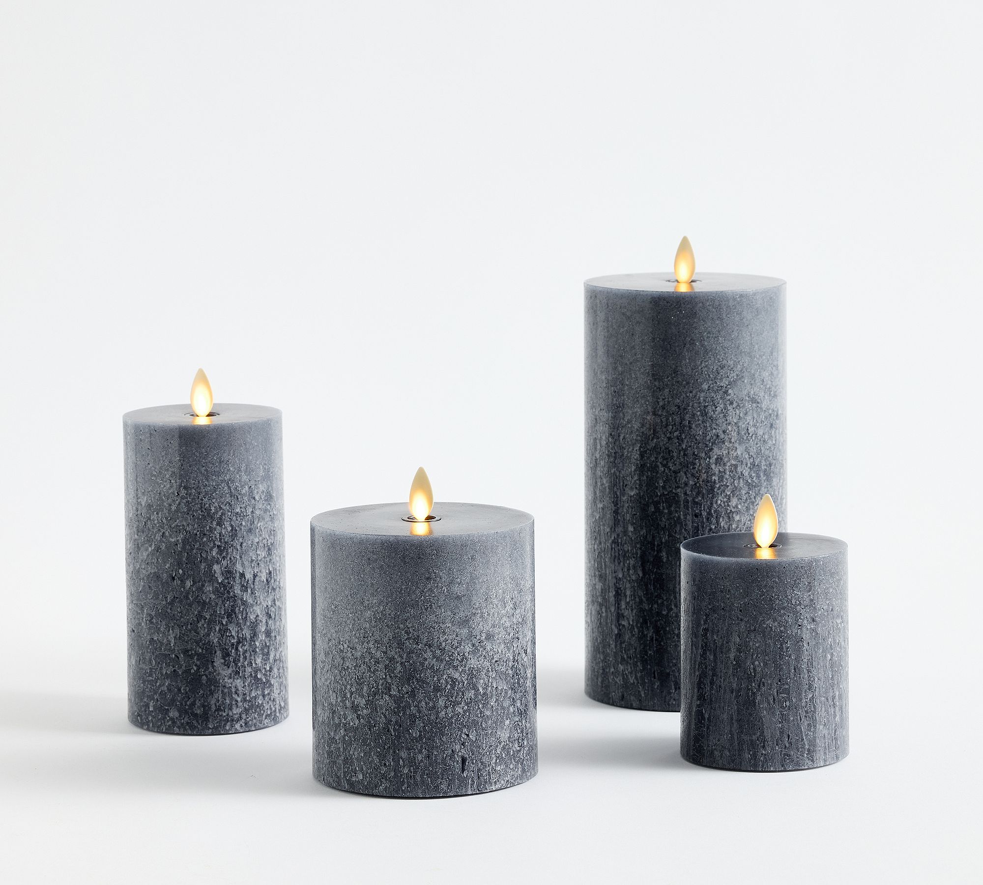 Premium Flickering Flameless Wax Pillar Candle - Salt Washed