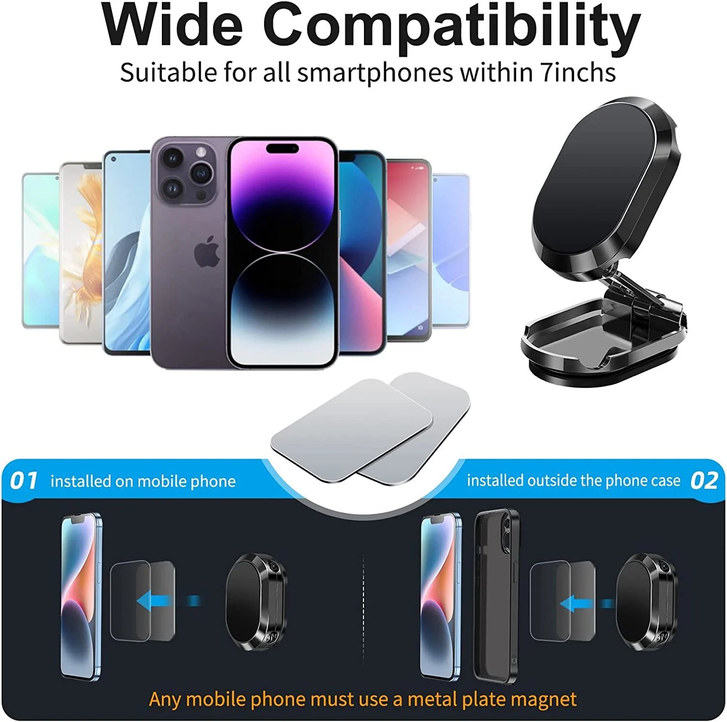 Hot Sale 2023 New Alloy Folding Magnetic Car Phone Holder