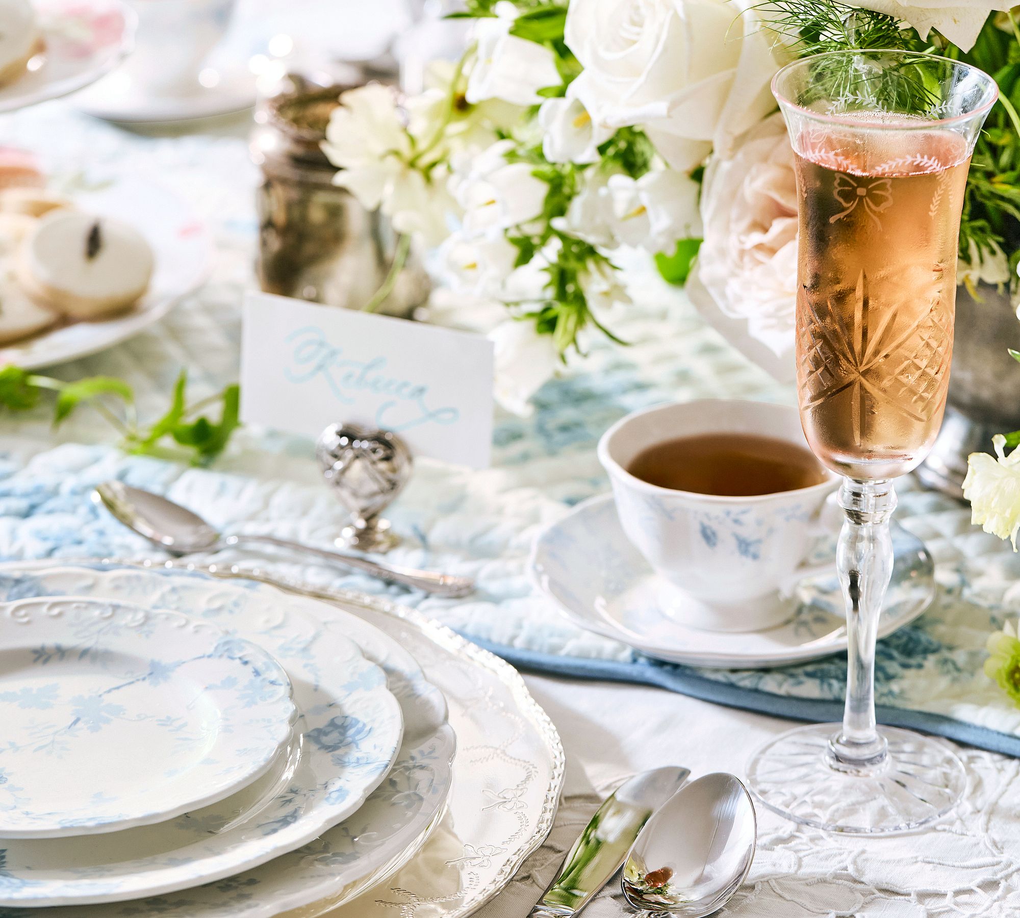 LoveShackFancy Rose Porcelain Teacups & Saucers - Set of 2