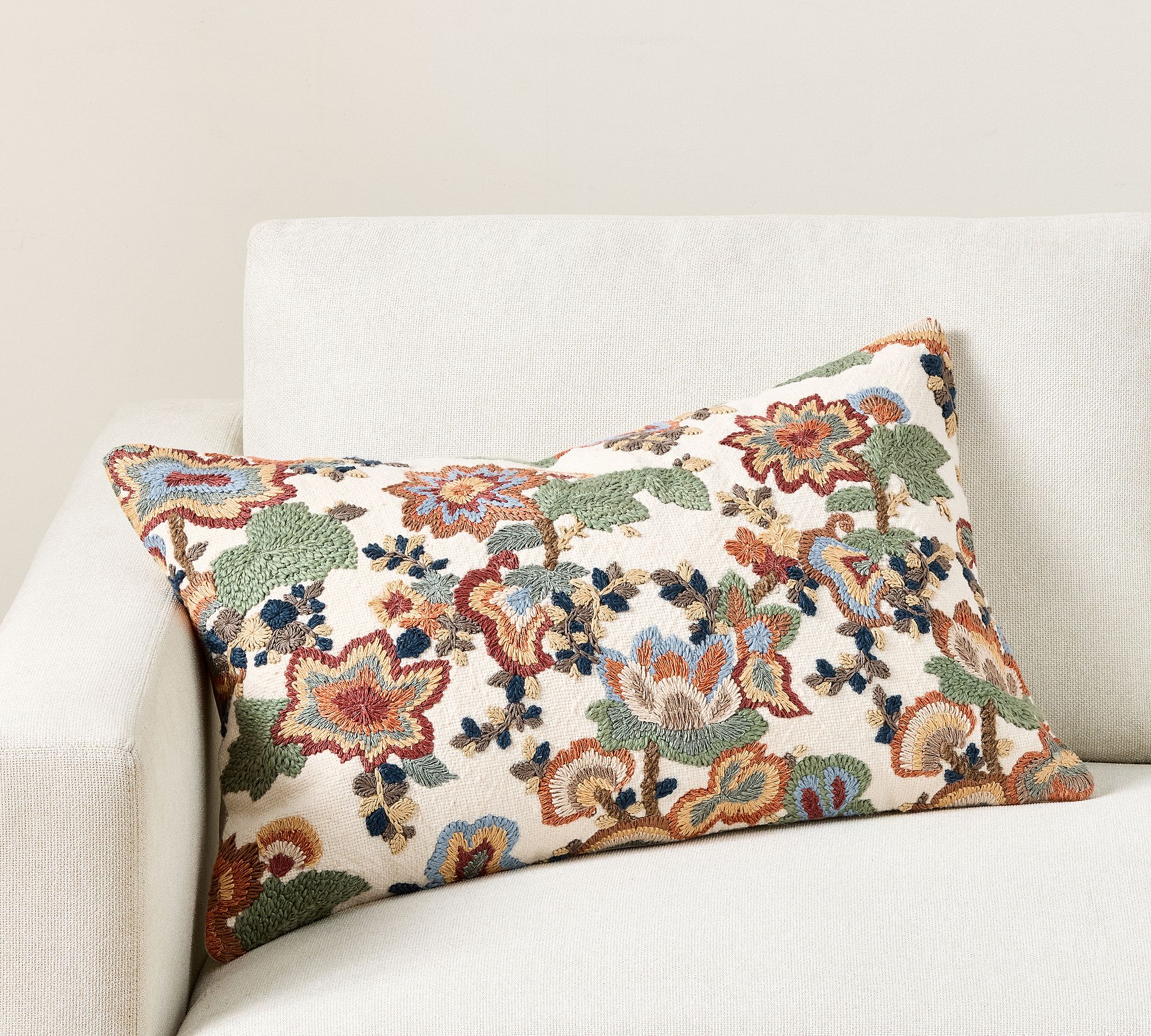 Willow Embroidered Lumbar Pillow
