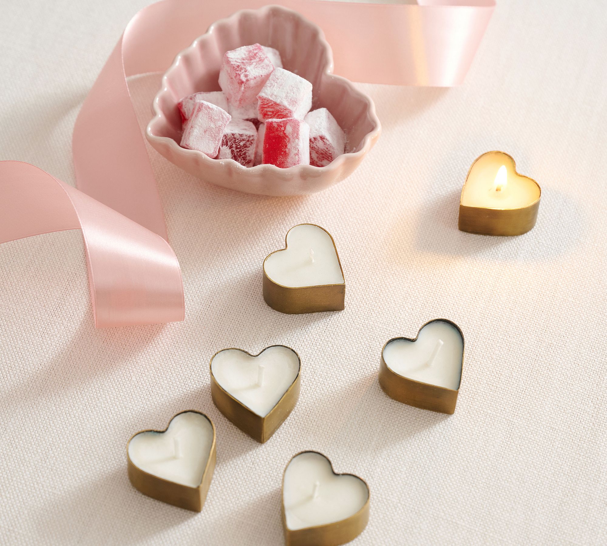 Heart Tealights Set - Rose & Peony