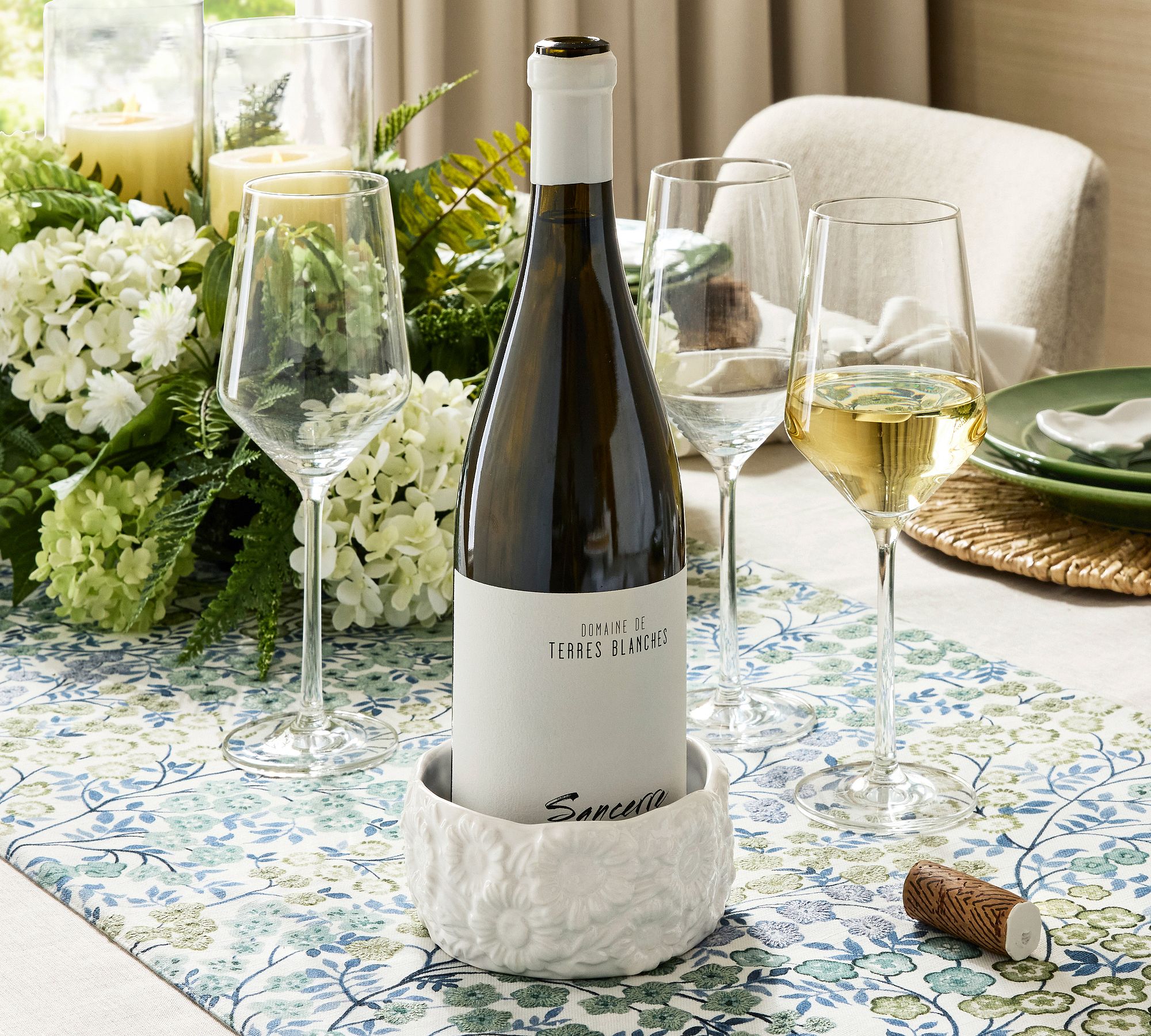 Floral Bunny Stoneware Wine Coaster