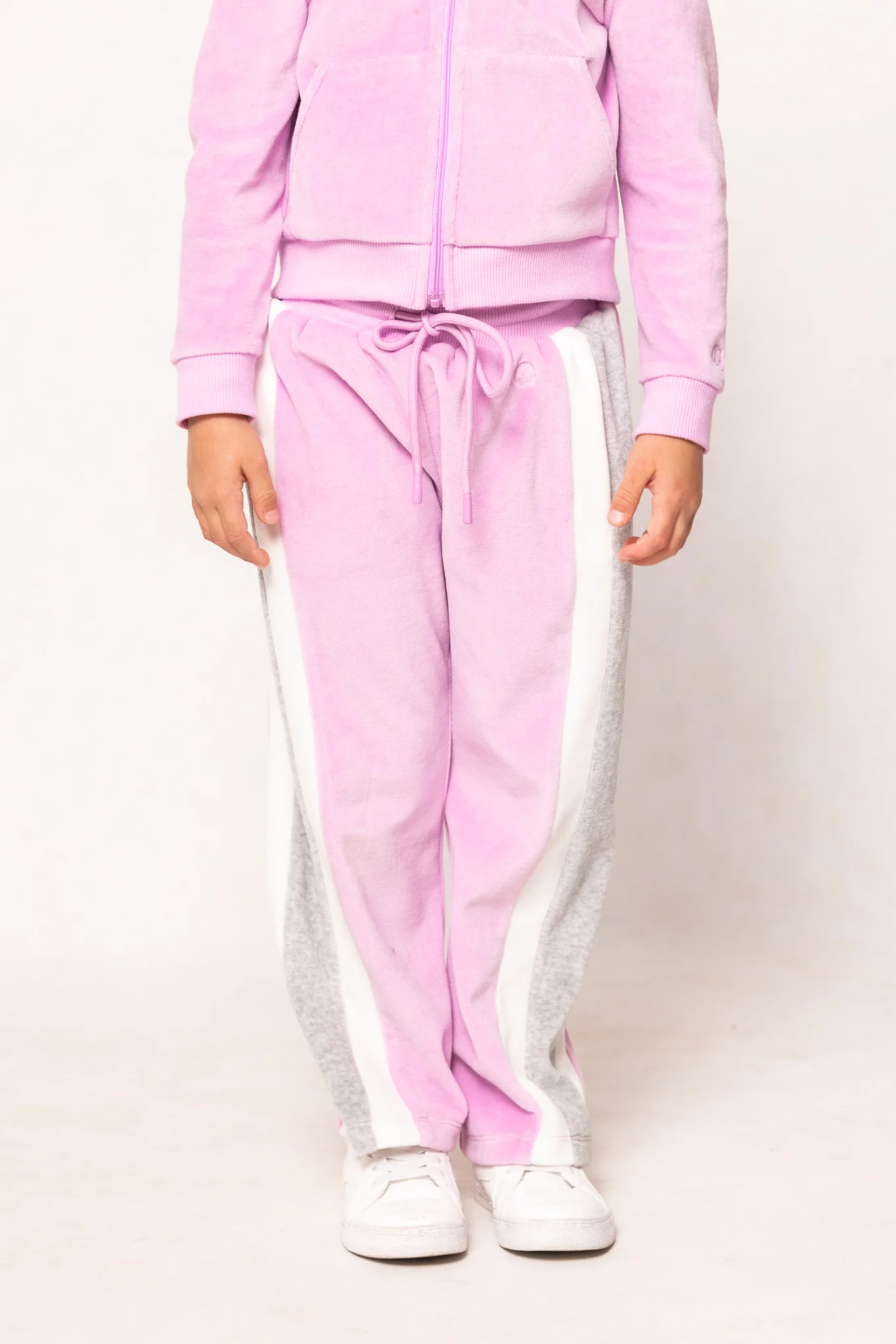 Mini Kailey Velour Track Pants in Pink