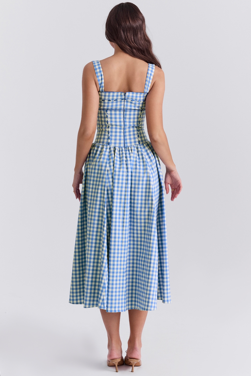 Blue plaid suspender dress