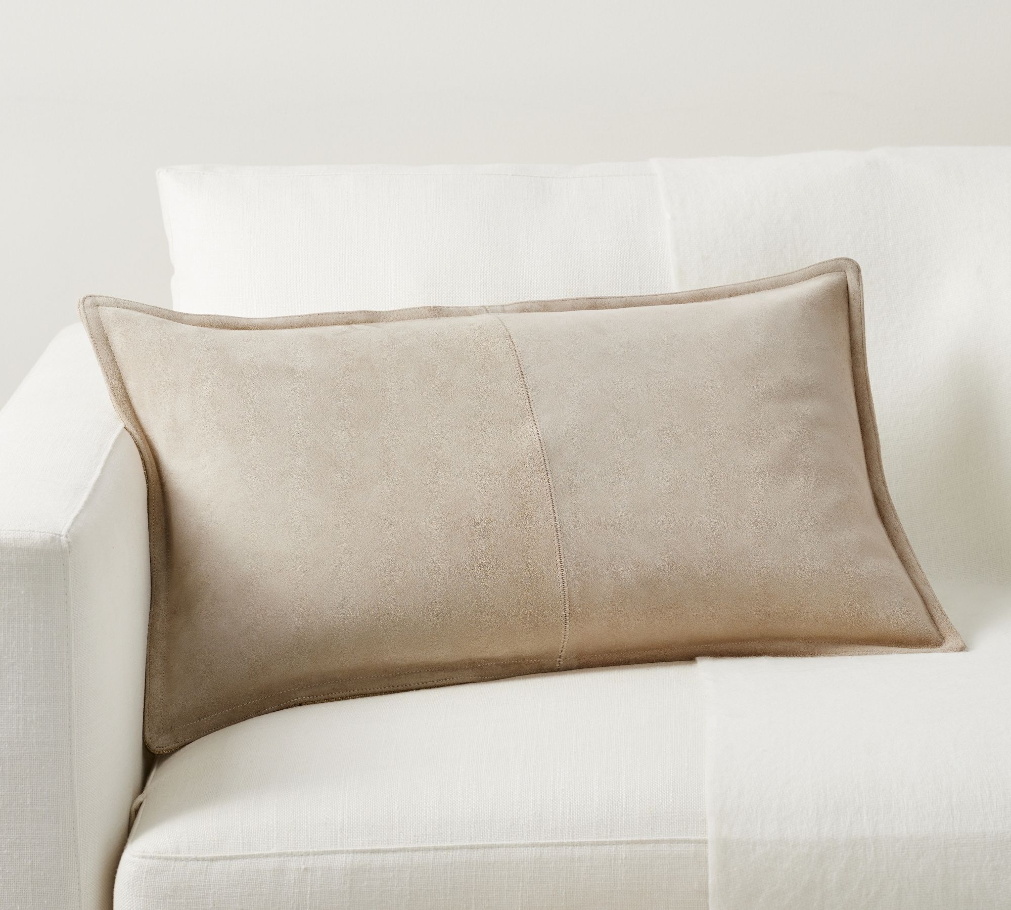 Pieced Suede Lumbar Pillow