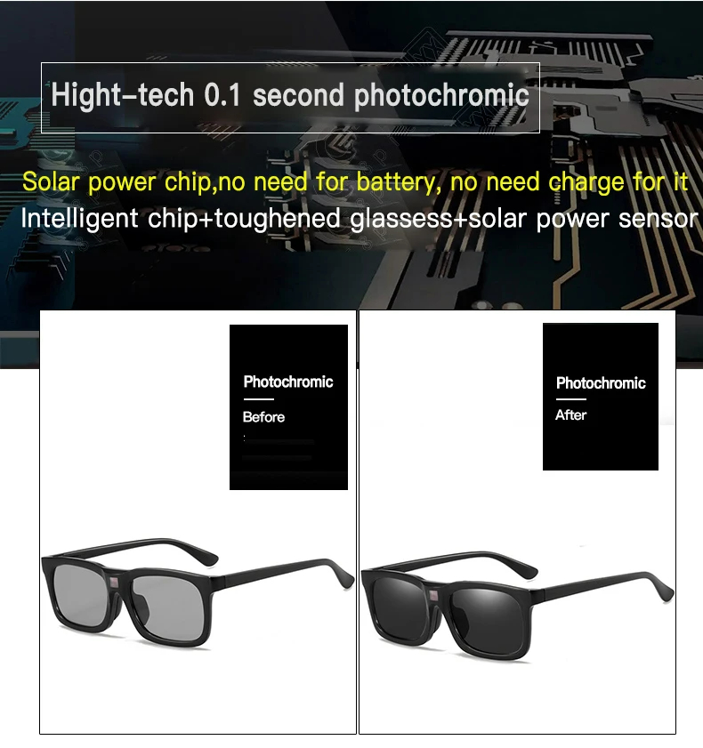 0.1 Seconds Smart Photochromic Polarized Men's Sunglasses