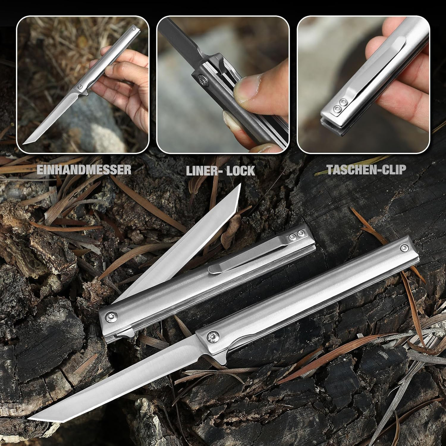 EDC Folding Pocket Flipper Knife with Liner Lock Pocket Clip