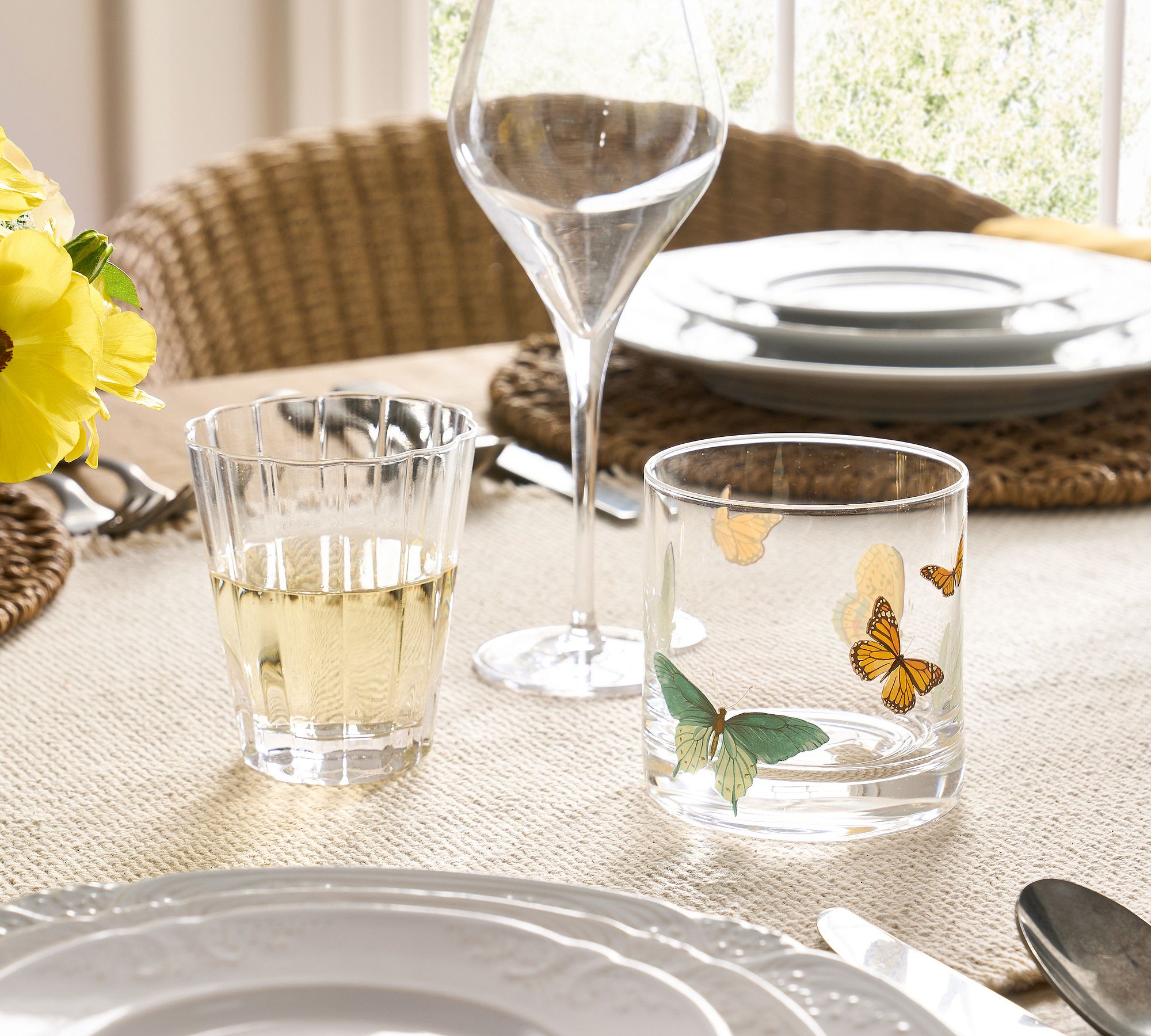 Butterfly Double Old Fashioned Glasses - Set of 4