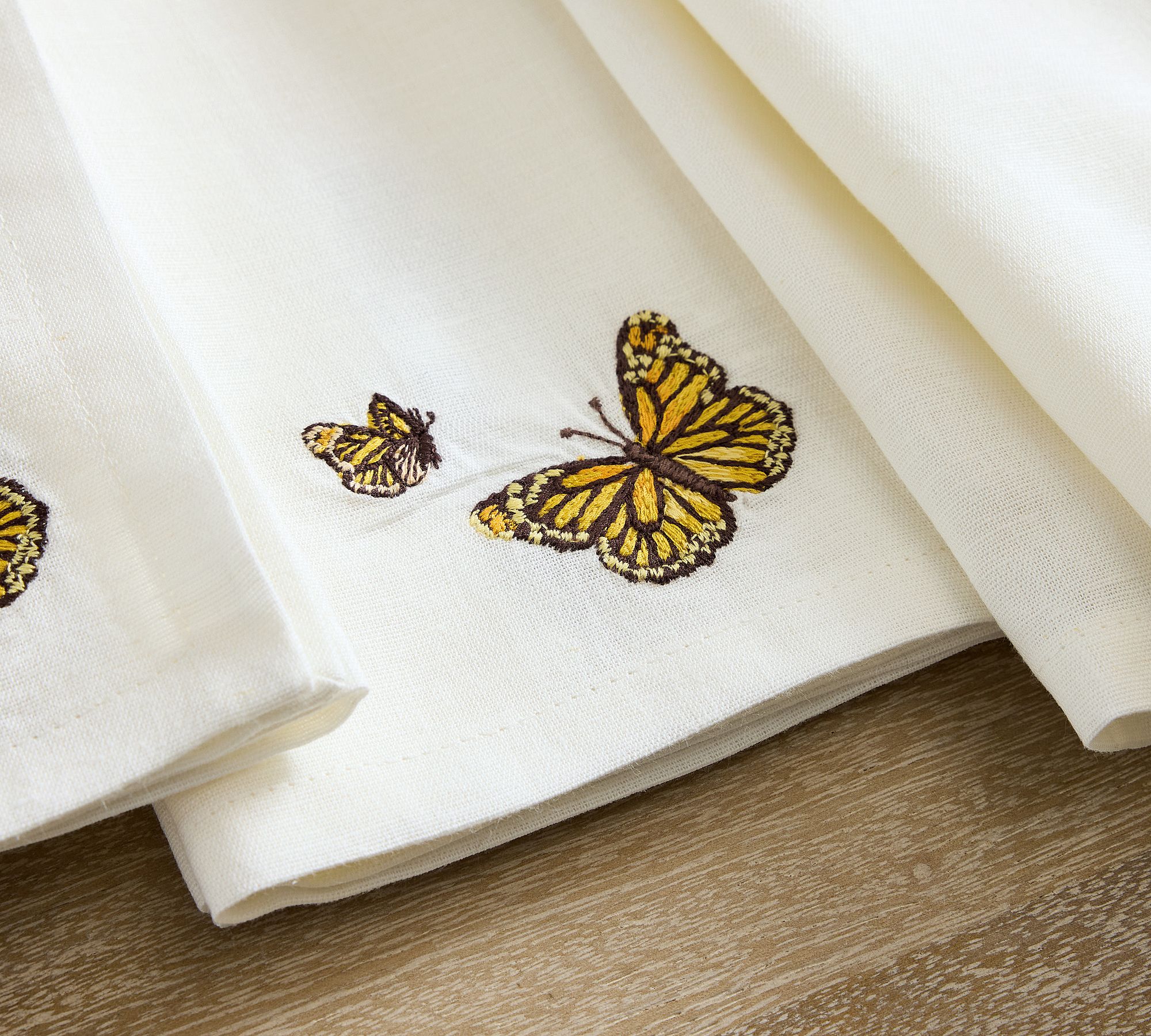 Embroidered Butterfly Cotton Napkins - Set of 4
