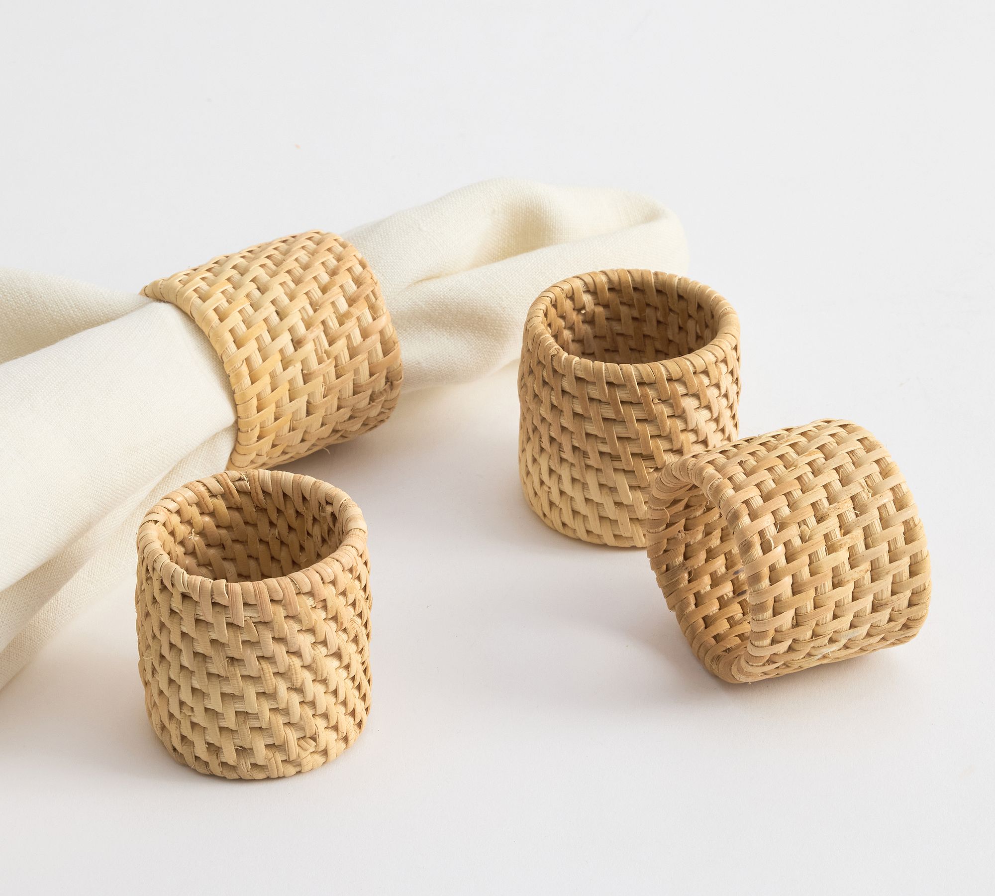 Tava Handwoven Rattan Round Napkin Rings - Set of 4