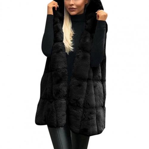 Fashion Tank Sleeveless Faux Fur Single Breasted Wool Coat Vest