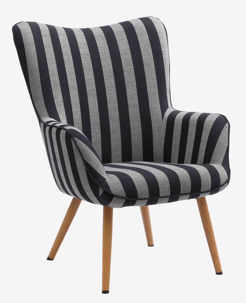 Armchair SIMESTED striped black/beige fabric