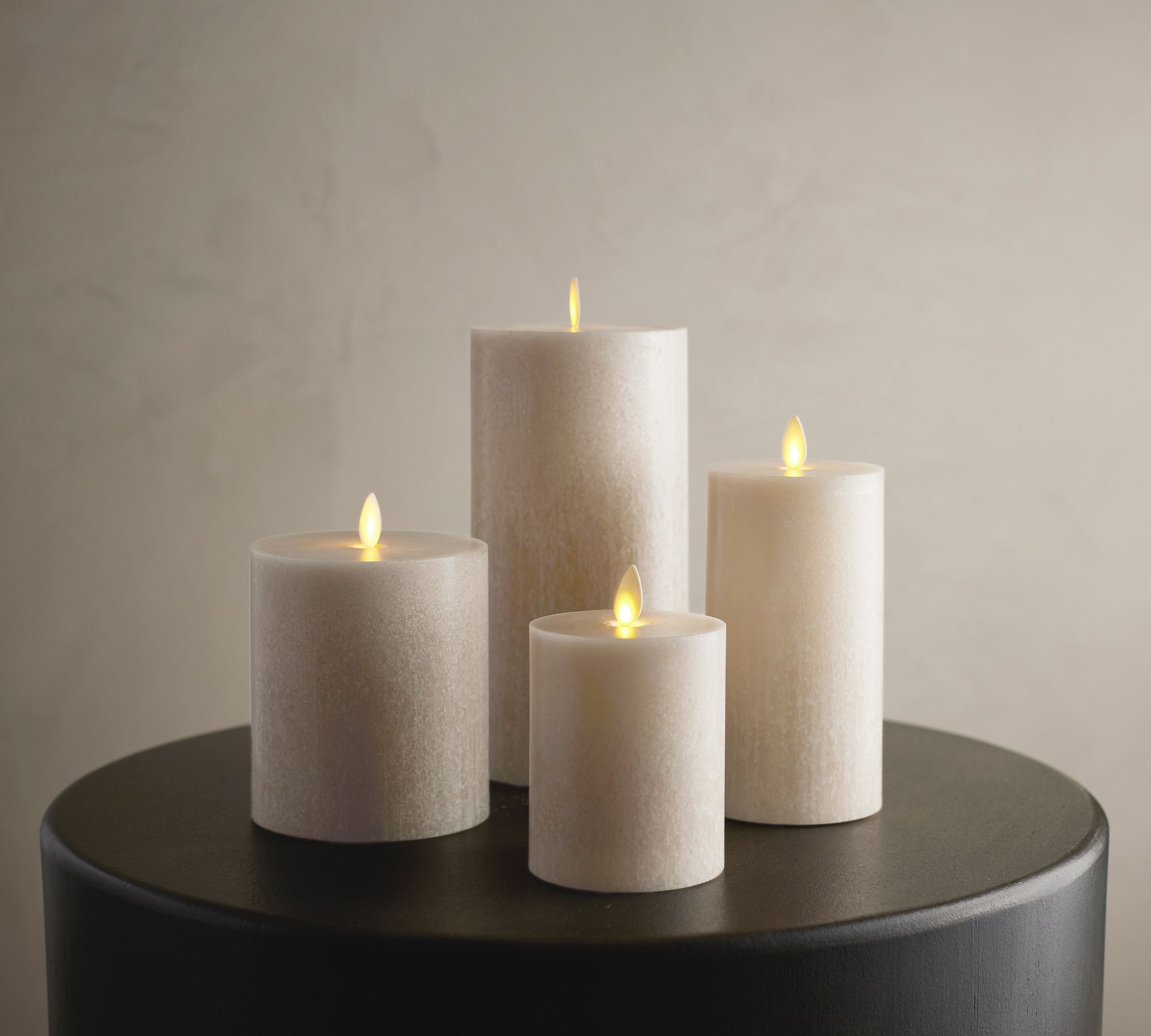 Premium Flickering Flameless Wax Pillar Candle - Salt Washed