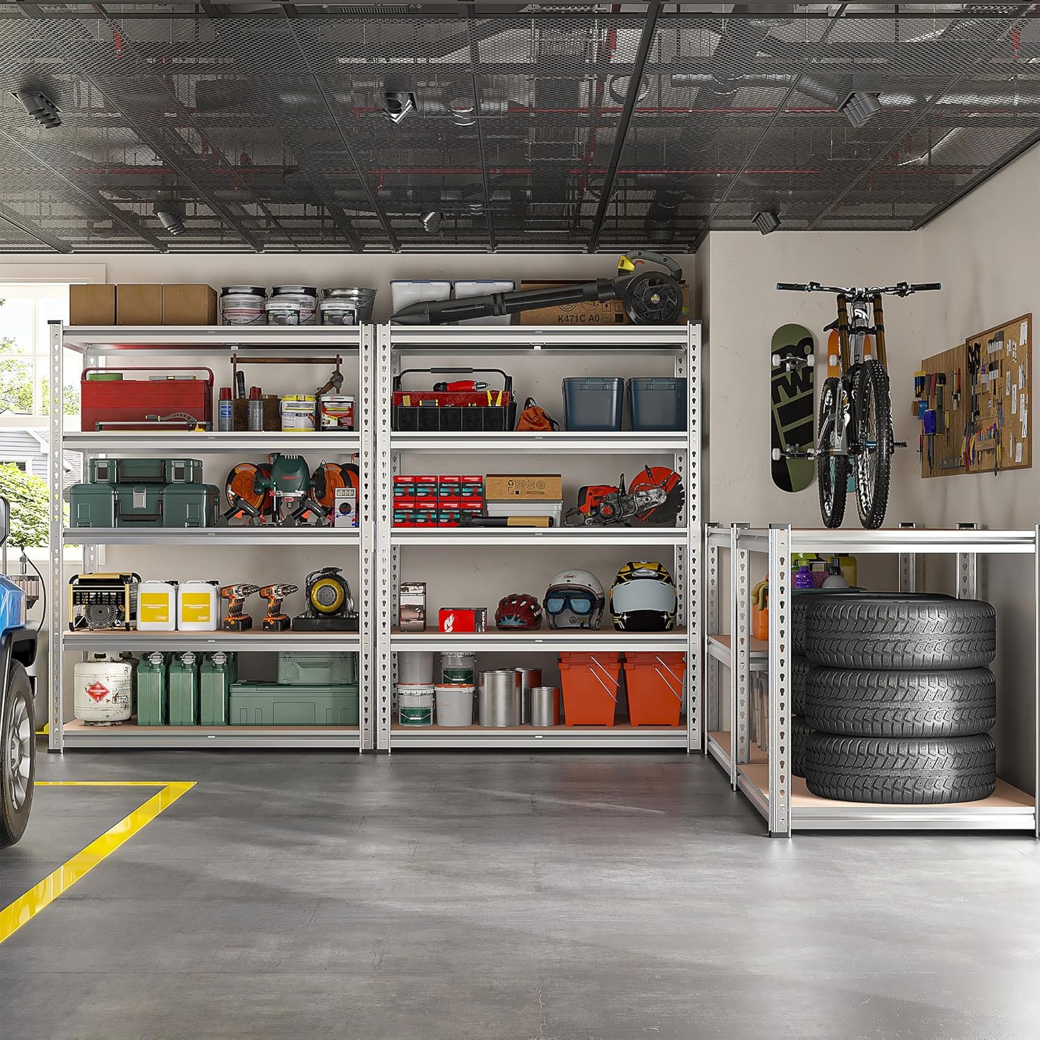 REIBII 2020LBS Garage Shelving Heavy Duty 5 Tier Storage Shelves Adjustable Metal Shelving for Basement, Warehouse, Pantry, Closet, Kitchen, Easy Assembly, 72