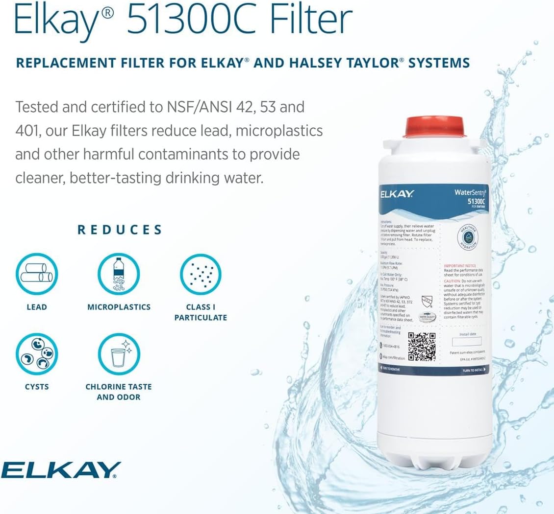 Elkay Genuine WaterSentry 51300C Lead + Microplastics NSF/ANSI Certified Filter (3-Pack)(Bottle Fillers)