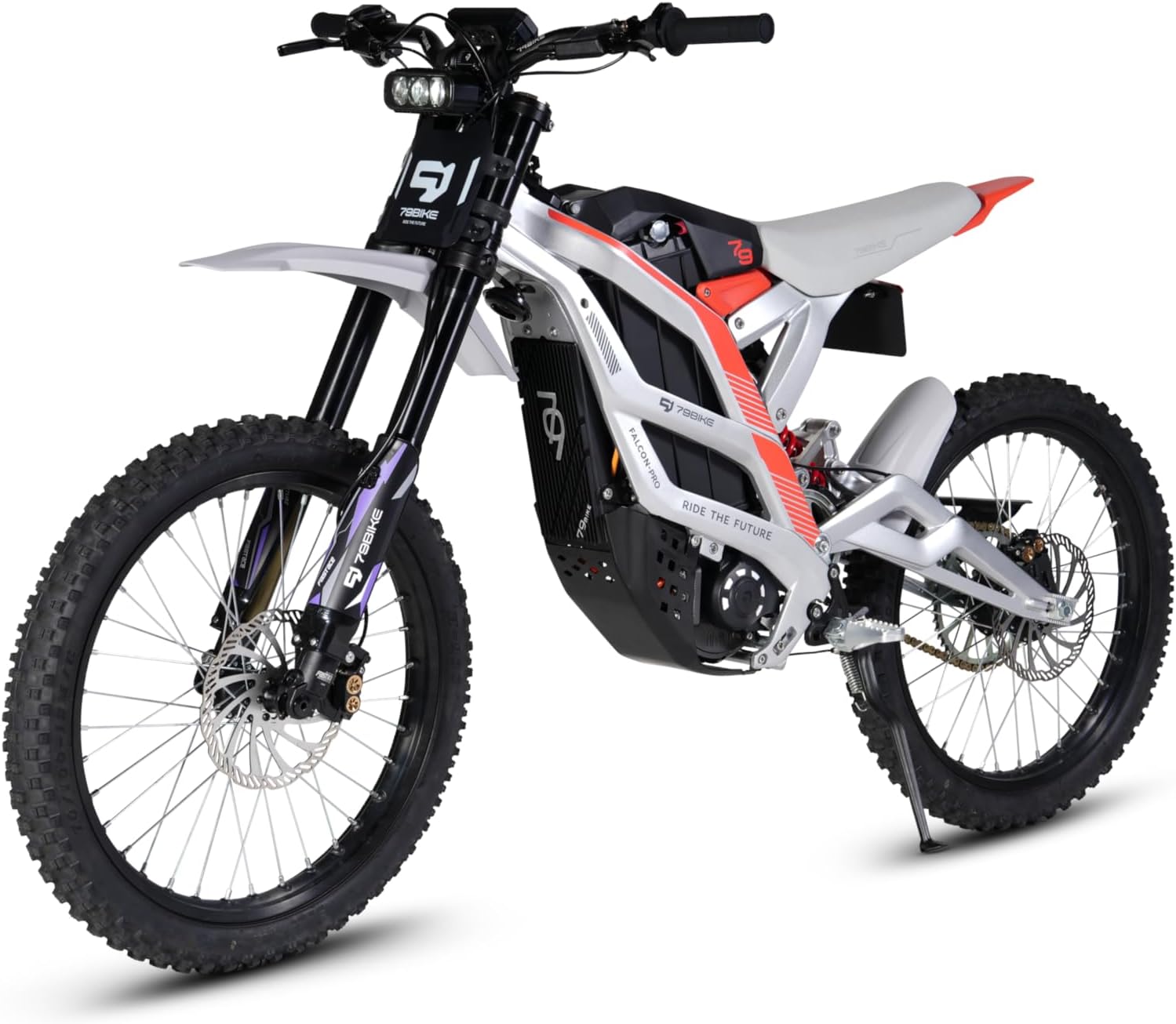 Electric Dirt Bike for Adult, Falcon Pro Platinum, 72V/35AH/10000W(Peak) Motor Ebike, 53MPH Max Speed, 410N.m Max Torque, 3.5h Fast Charging, Off-road 19