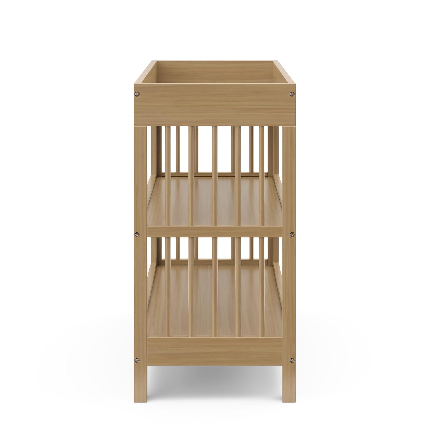 Graco Teddi Changing Table with Water-Resistant Changing Pad (Driftwood) - GREENGUARD Gold Certified, Includes Bonus Water-Resistant Changing Pad with Safety Strap, 2 Shelves, Easy-to-Match