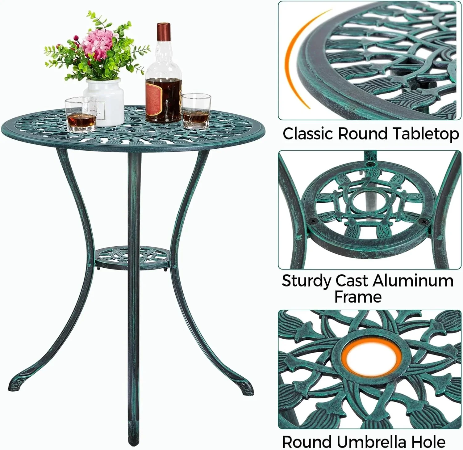 Patio Bistro Sets 3 Piece Cast Aluminum Bistro Table