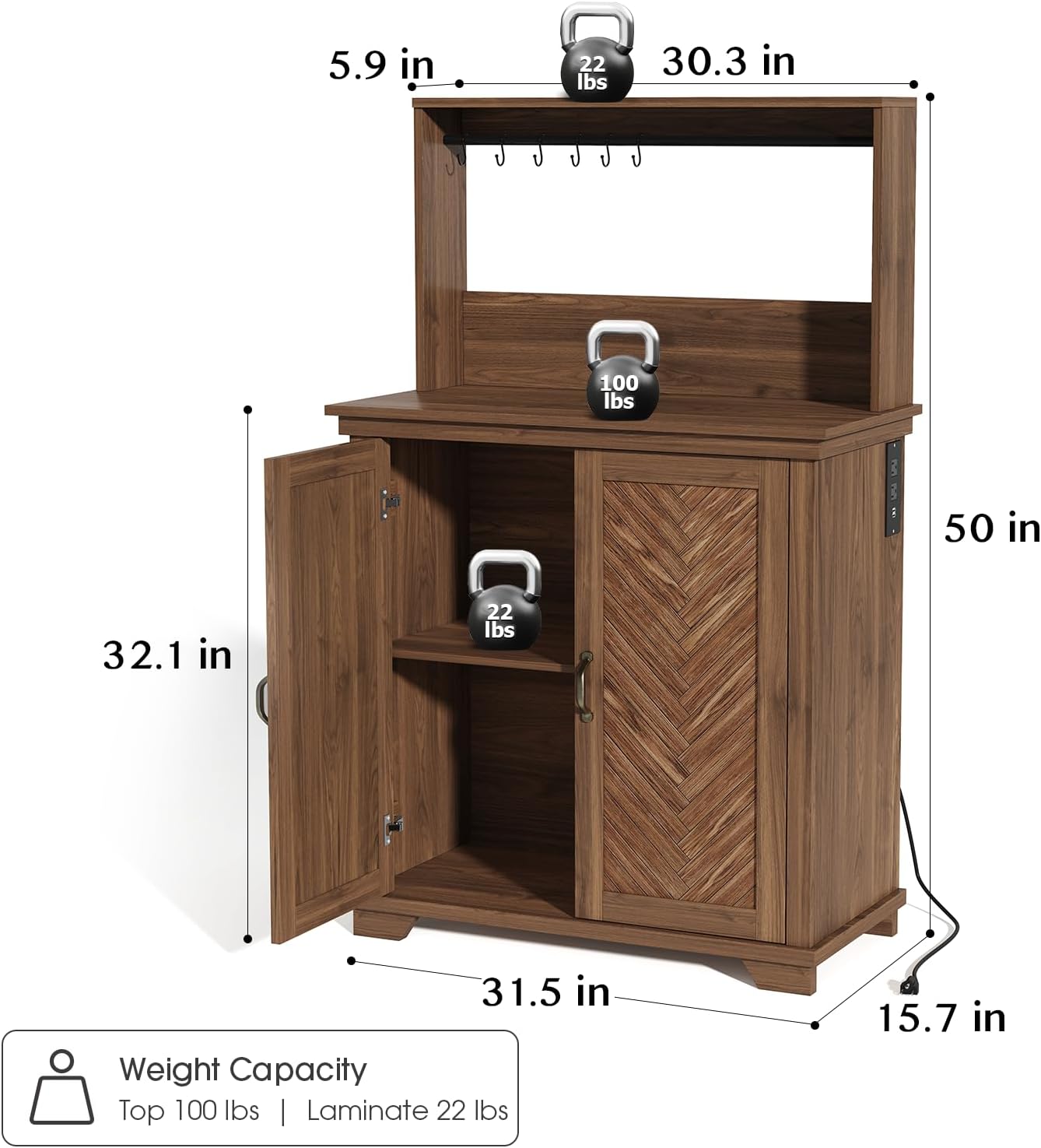 JOINICE Farmhouse Coffee Bar Cabinet with Storage,31.5