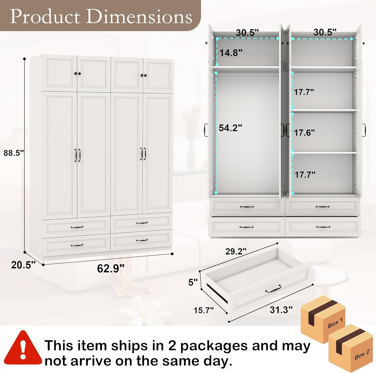 White Armoire Wardrobe Closet: 88