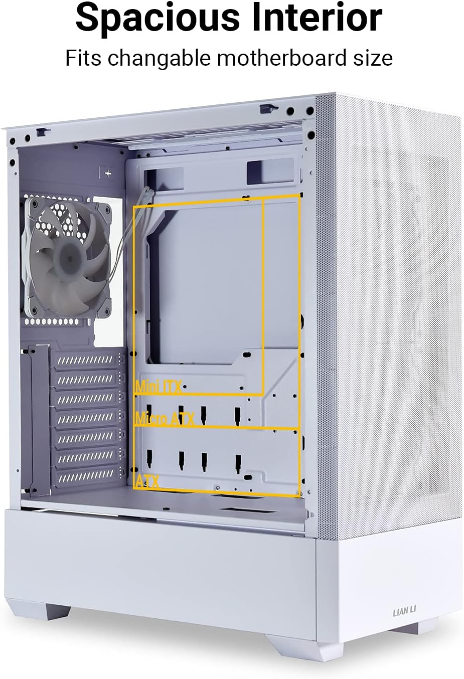 LIAN LI LANCOOL 205 MESH Mid-Tower Gaming PC Case - White, Mesh Front Panel, Tempered Glass Side Panel, 3 Pre-Installed ARGB PWM Fans, Water-Cooling Ready
