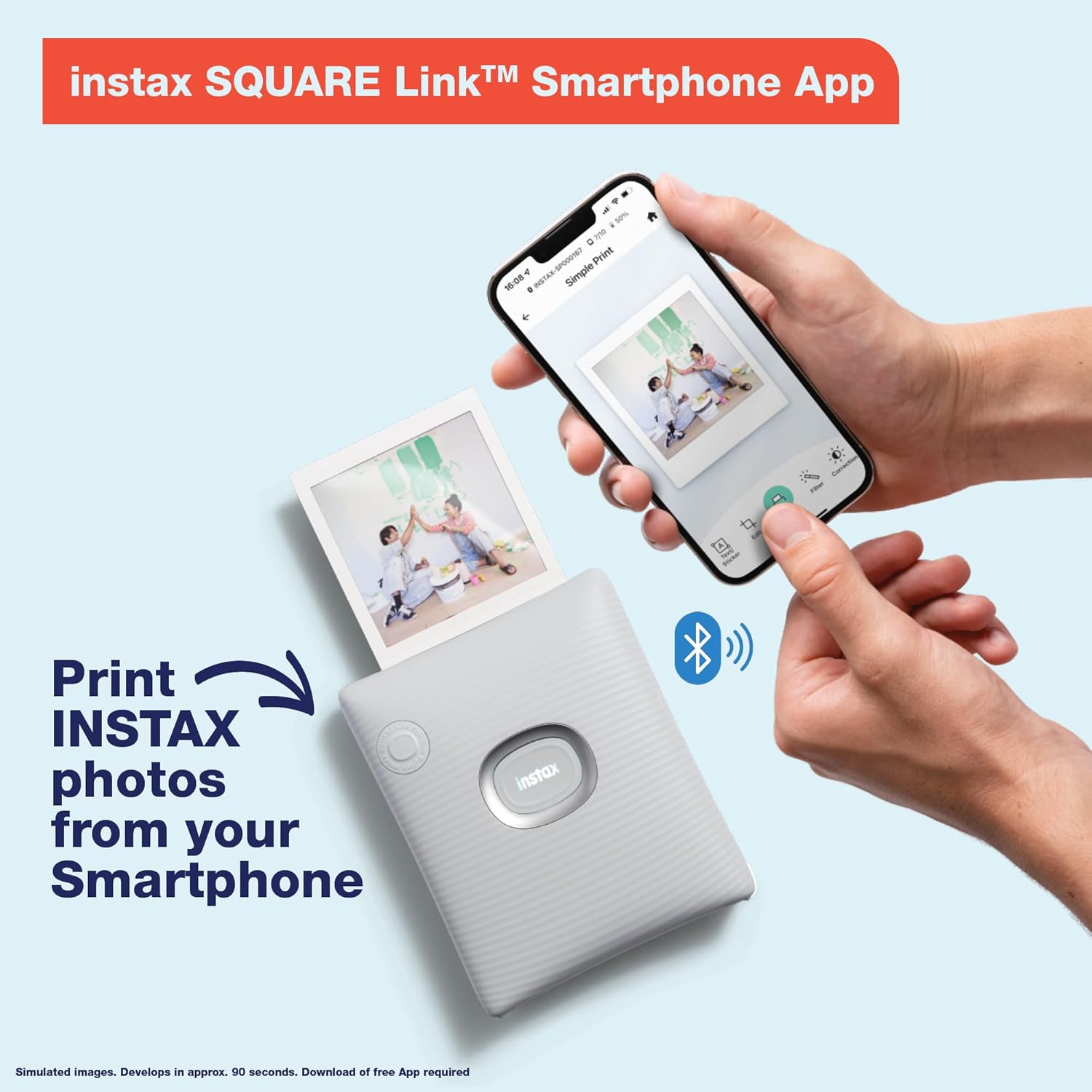 Fujifilm Instax Square Link Smartphone Printer- Ash White