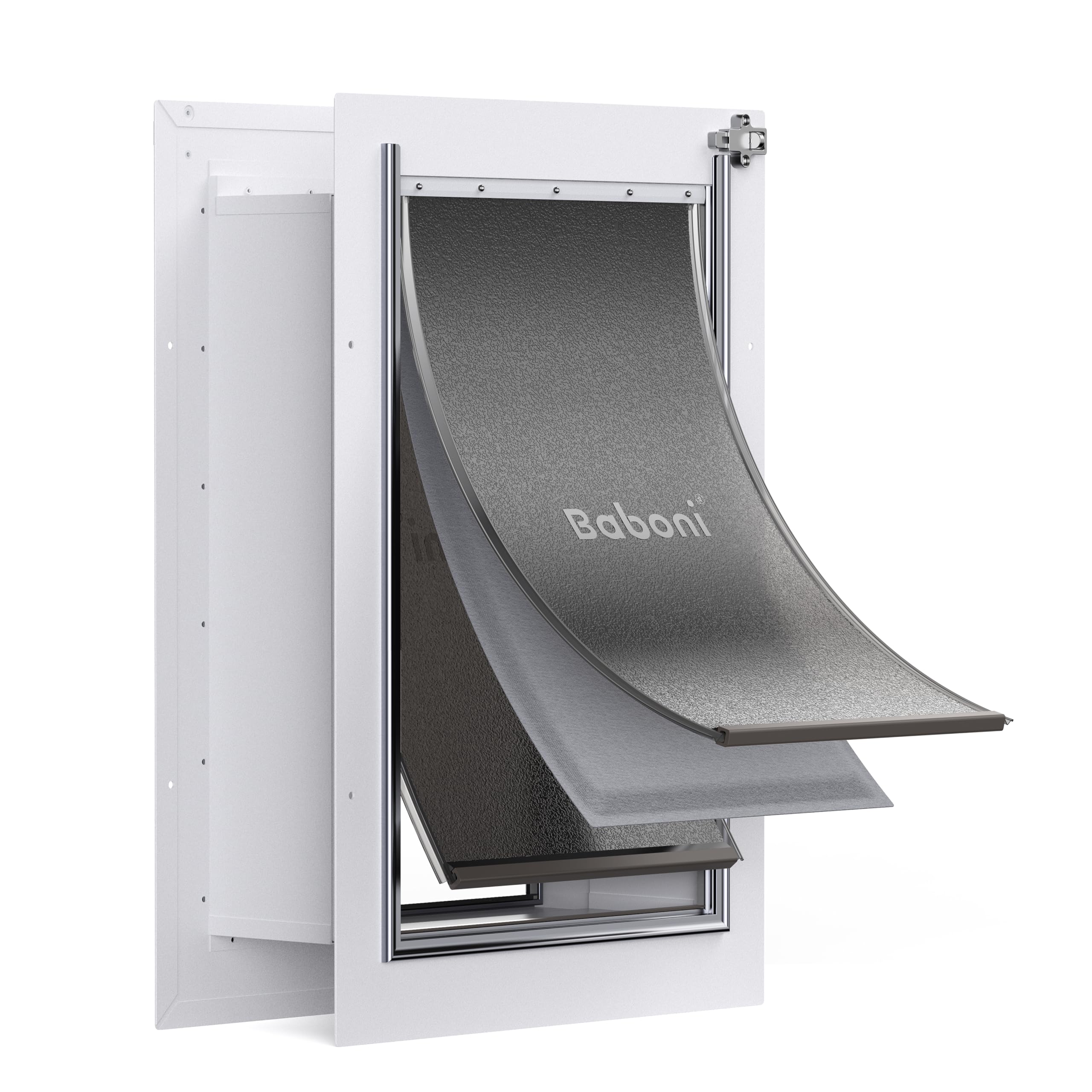 BABONI Pet Door for Wall - 3-Flap Steel Frame Cat & Dog Door