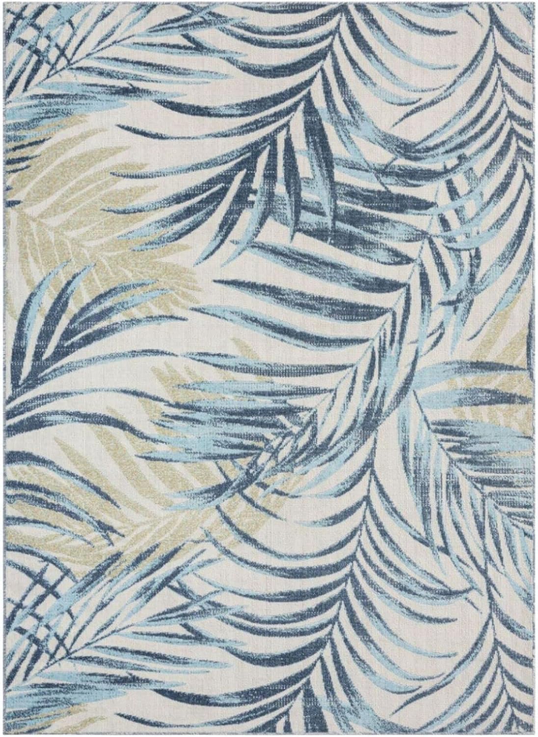 Tommy Bahama Malibu Palm Springs Coastal Indoor/Outdoor Area Rug, Ivory/Aqua Blue, 7'10